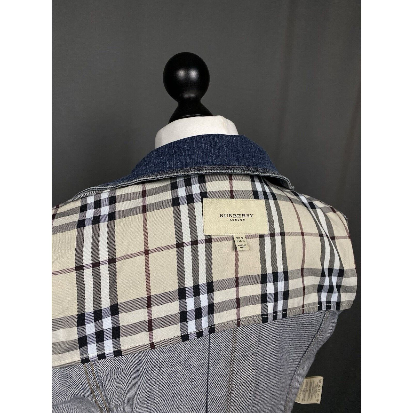 Burberry Burberry Nova Check Women's Blue Denim Biker Jeans Jacket Si Size L / US 10 / IT 46 - 11 Thumbnail