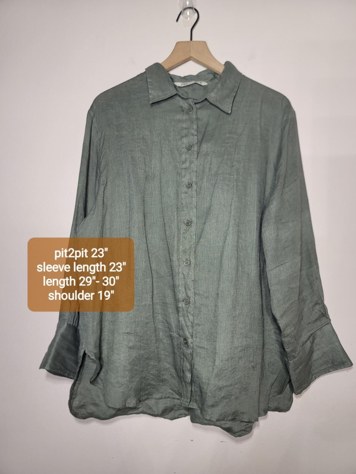 Zara Zara Linen Oversized Shirt Coastal Minimal Sz L Quiet Lux Size L / US 10 / IT 46 - 3 Thumbnail