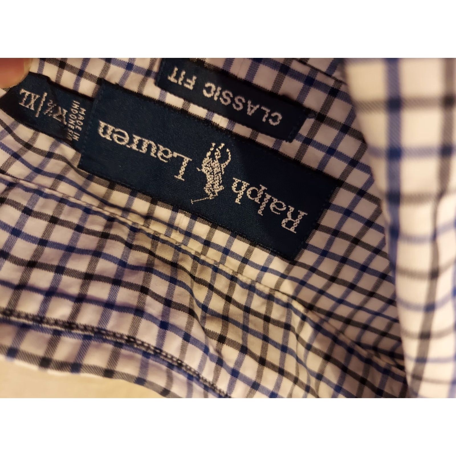 Polo Ralph Lauren Polo Ralph Lauren Dress Shirt Mens 17 1/2 XL White Blue Button Cotton Size 48R - 5 Thumbnail