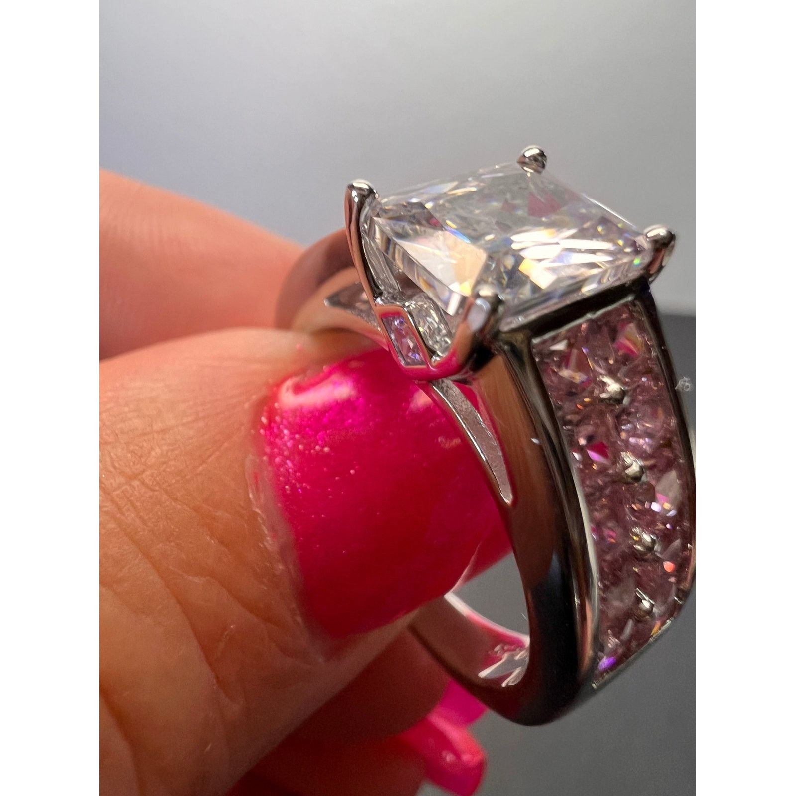 Other Pink and white CZ rhodium over sterling silver ring size 9 Size ONE SIZE - 7 Thumbnail