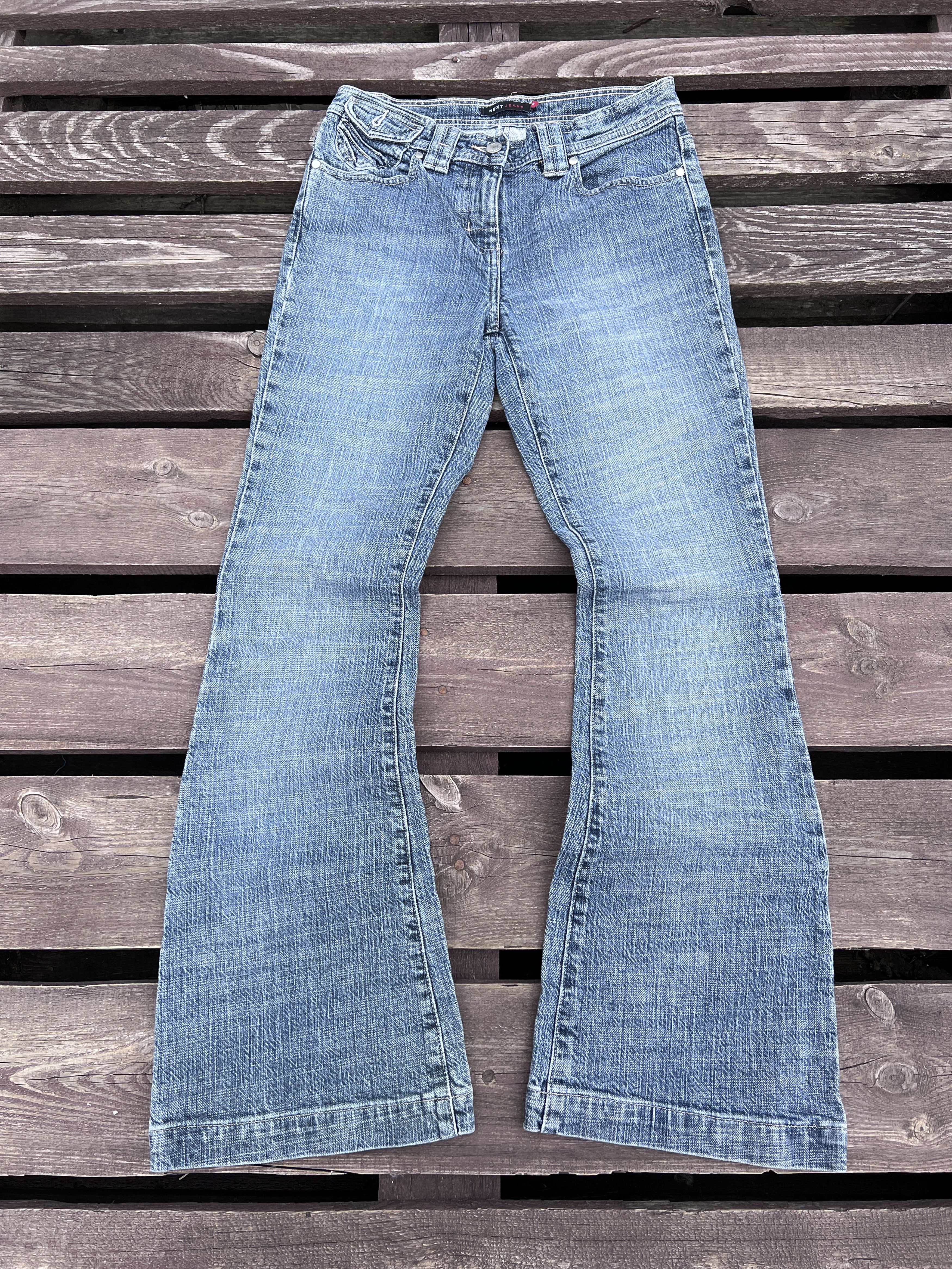 NEXT Next Y2K Vintage Flare Jeans Washed Denim Size 27" / US 4 / IT 40 - 2 Thumbnail