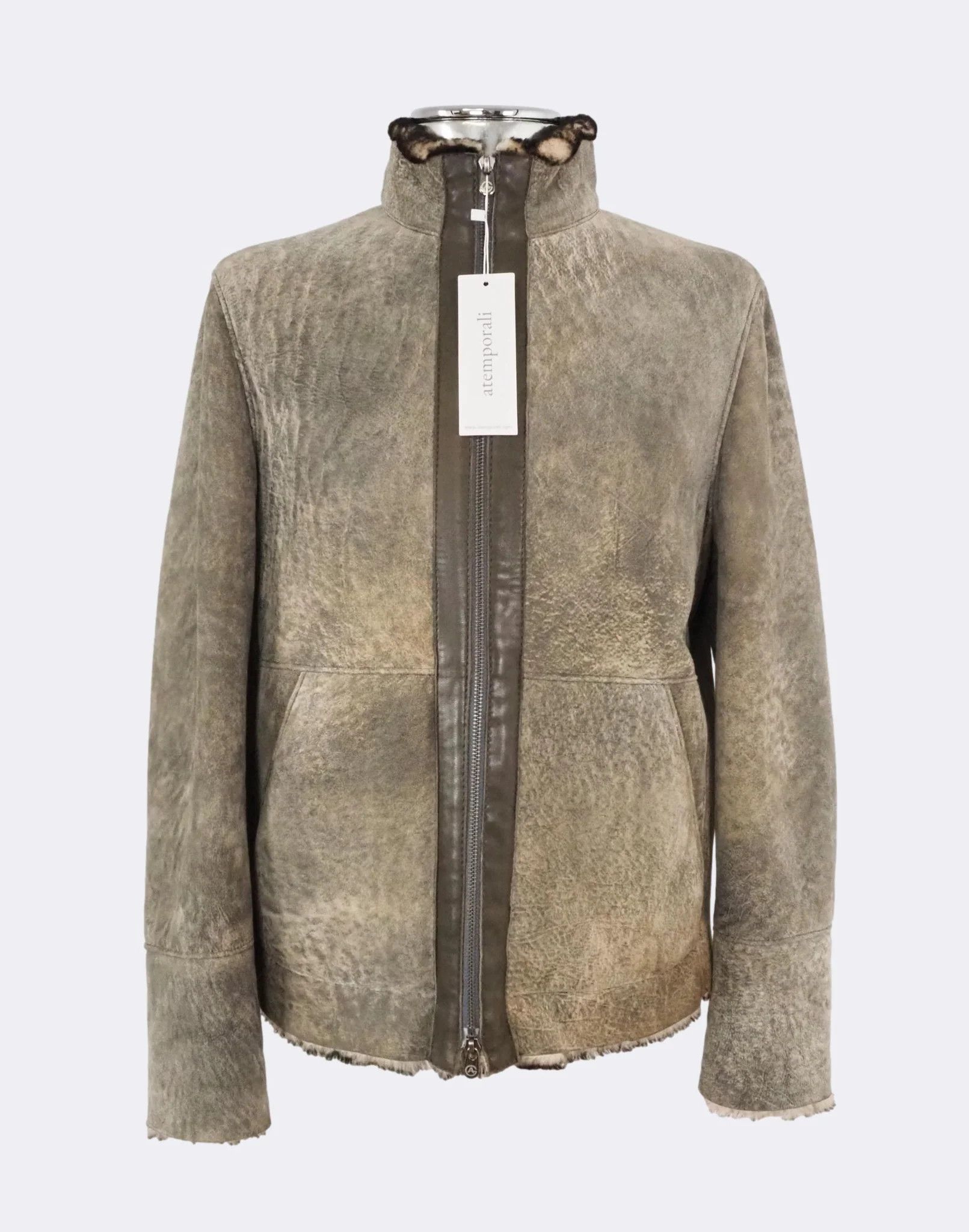 Armani Collezioni Armani Collezion Brown LambskinShearling LeatherJacket $1915 Size US M / EU 48-50 / 2 - 1 Thumbnail