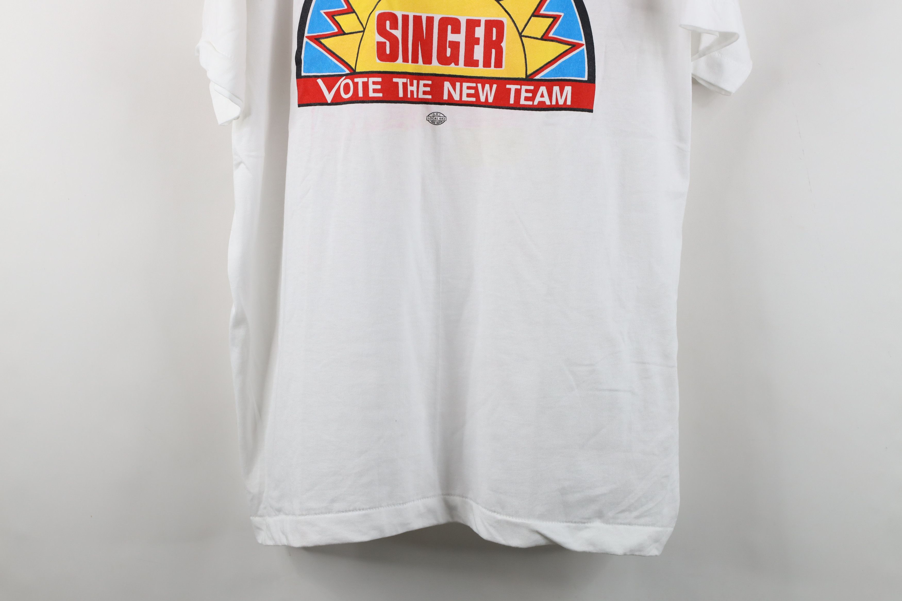 Vintage Vintage 80s 90s Streetwear Union Singer T-Shirt White USA Size US XL / EU 56 / 4 - 3 Thumbnail