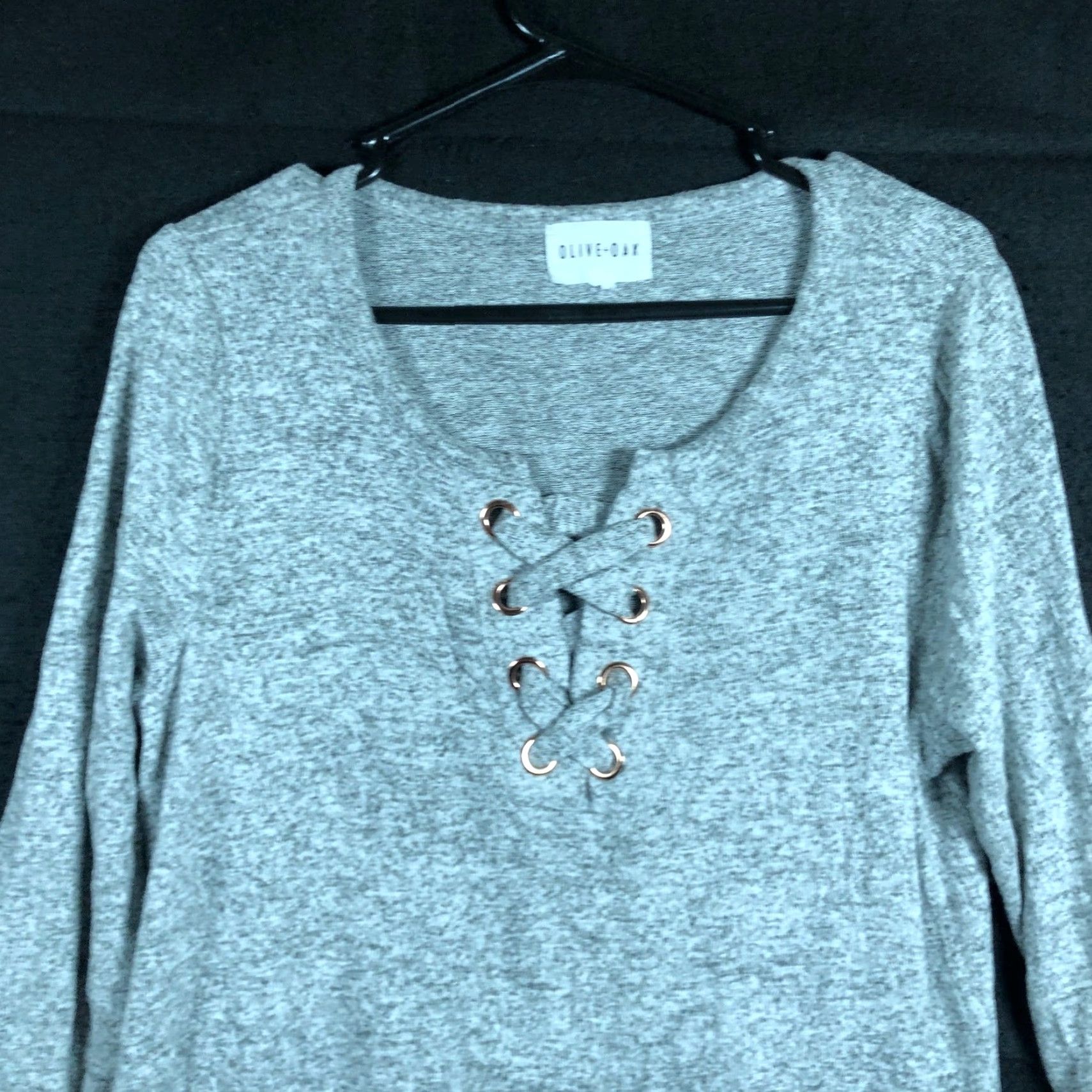Olive Olive & Oak Womens Sweater Gray Soft V Neck Pullover Long Sleeve XLarge Size XL / US 12-14 / IT 48-50 - 2 Thumbnail