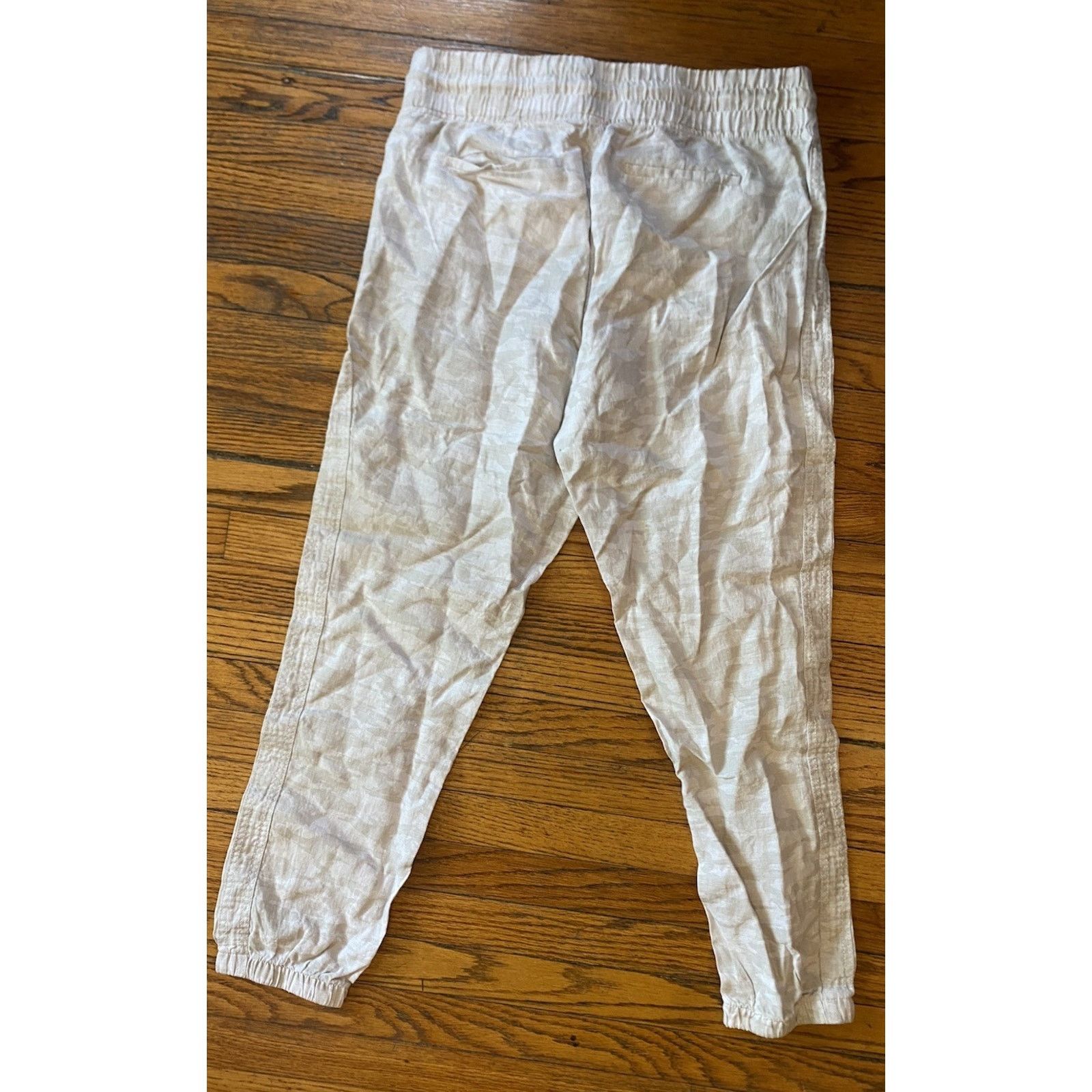 Athleta Athleta Linen Joggers Women’s 12 Beige Camo Zip Pockets Size 34" / US 12 / IT 48 - 3 Thumbnail