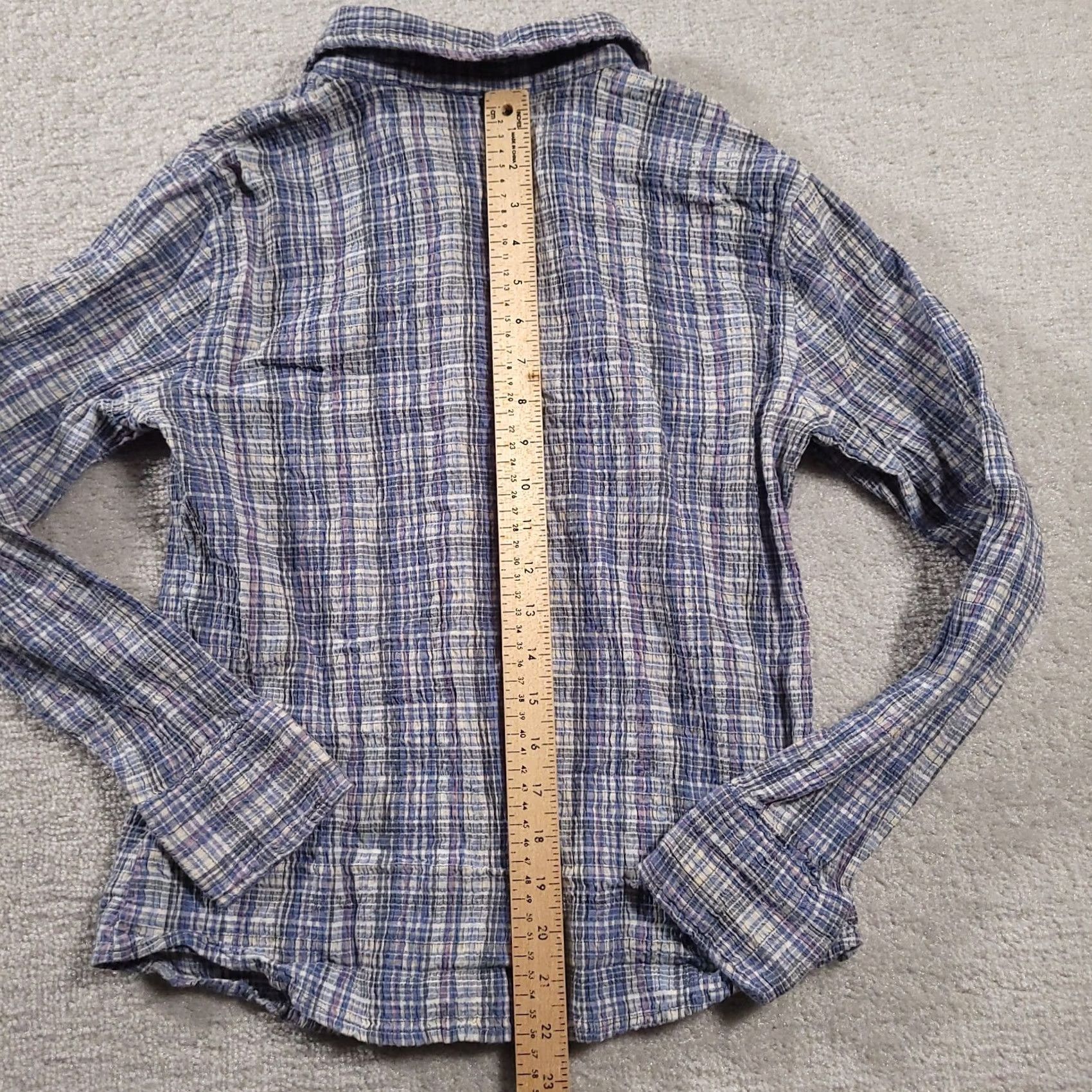 Vintage St. John'S Bay Women Plaid Button Up Long Sleeve Blue Seersucker Shirt - Vintage Casual Size L / US 10 / IT 46 - 5 Thumbnail