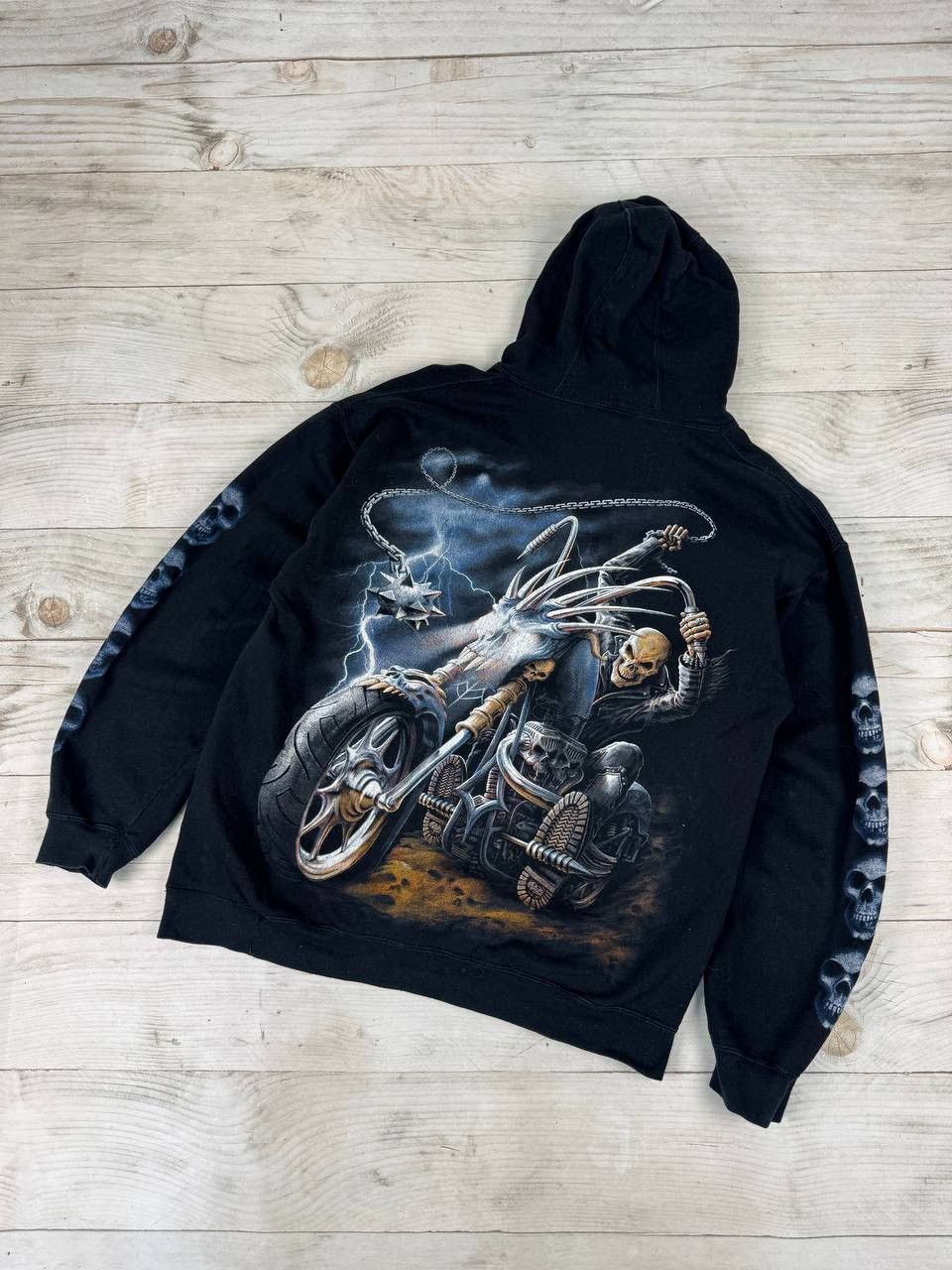 Vintage Spiral Hoodie Ghost Racer Skull Harley Davidson Moto Y2K 90s Size US L / EU 52-54 / 3 - 1 Thumbnail