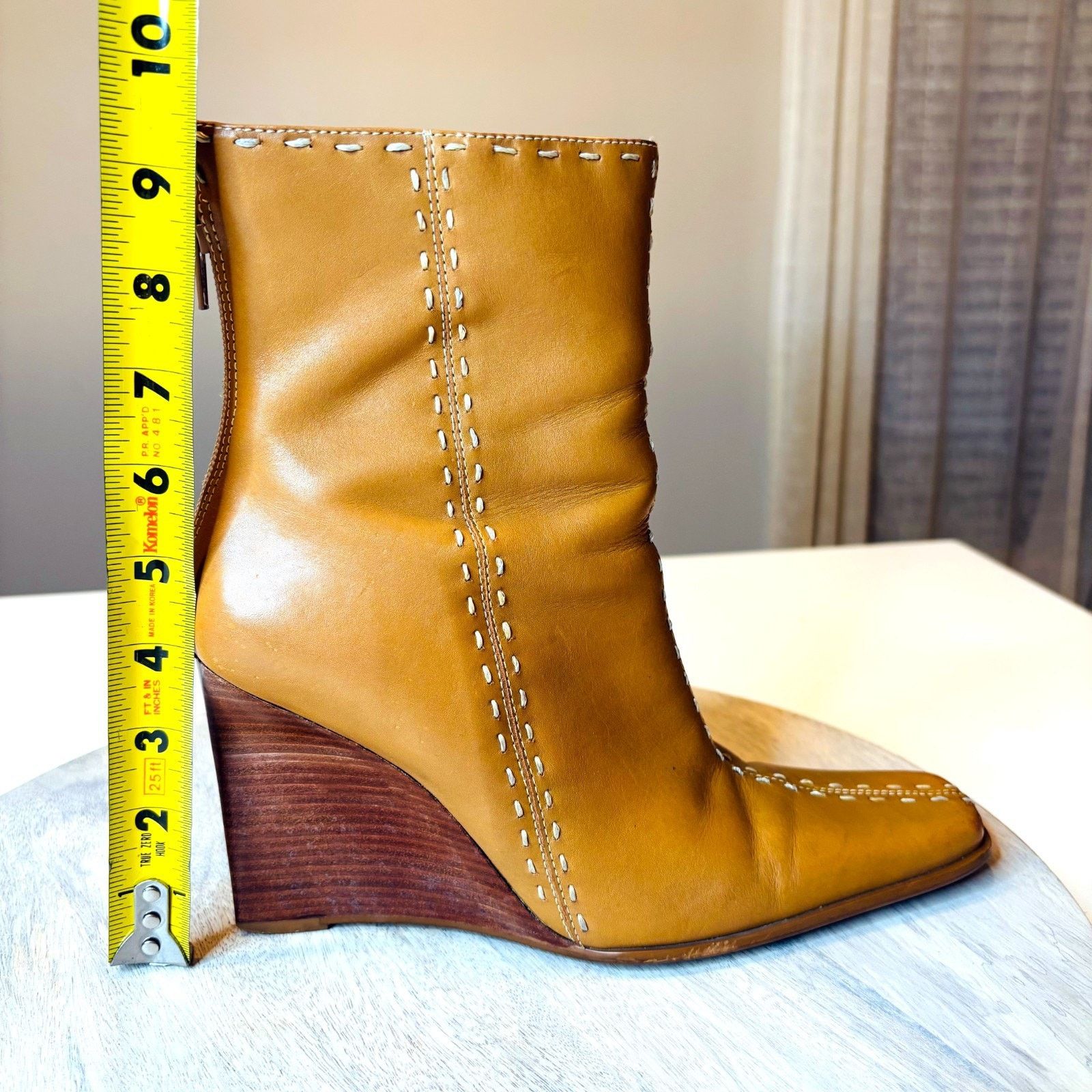 Diba True Diba Elko Tan Leather Wedge Boots 8.5 Made in Brazil Size US 8.5 / IT 38.5 - 10 Thumbnail