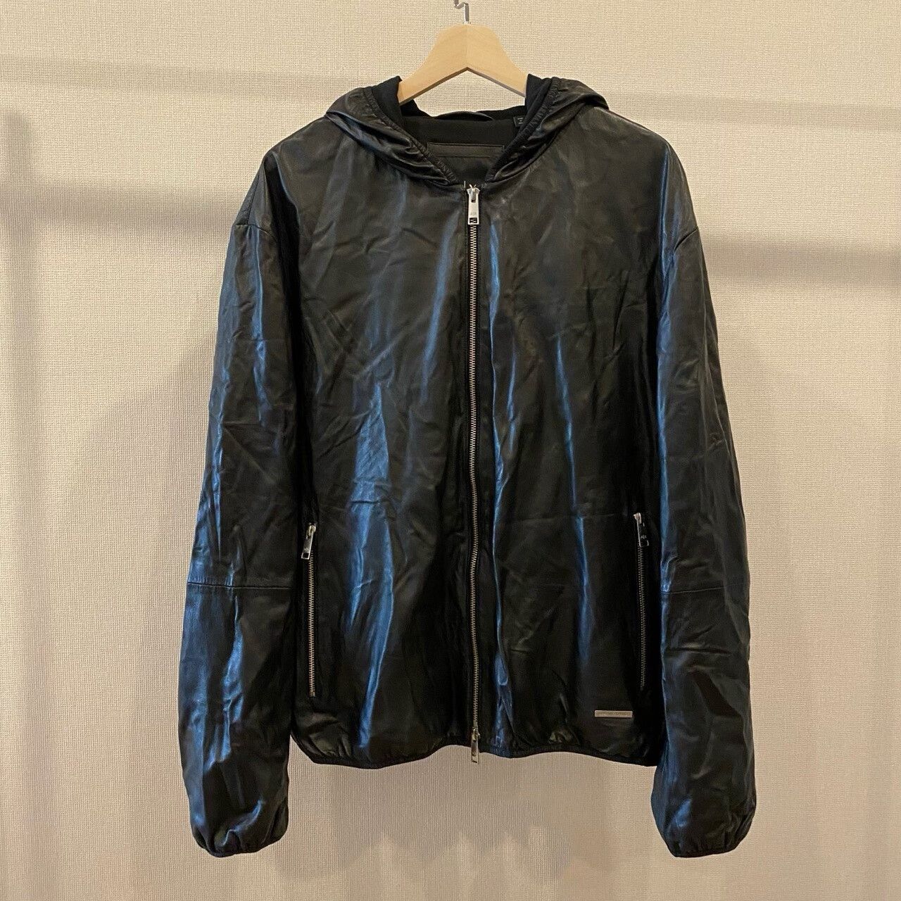 Axist AX Men's Black Hooded Leather Jacket Size US XL / EU 56 / 4 - 1 Thumbnail