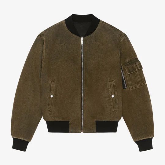 Givenchy o1w1db10325 Bomber Denim in Khaki Size US XXL / EU 58 / 5 - 1 Thumbnail