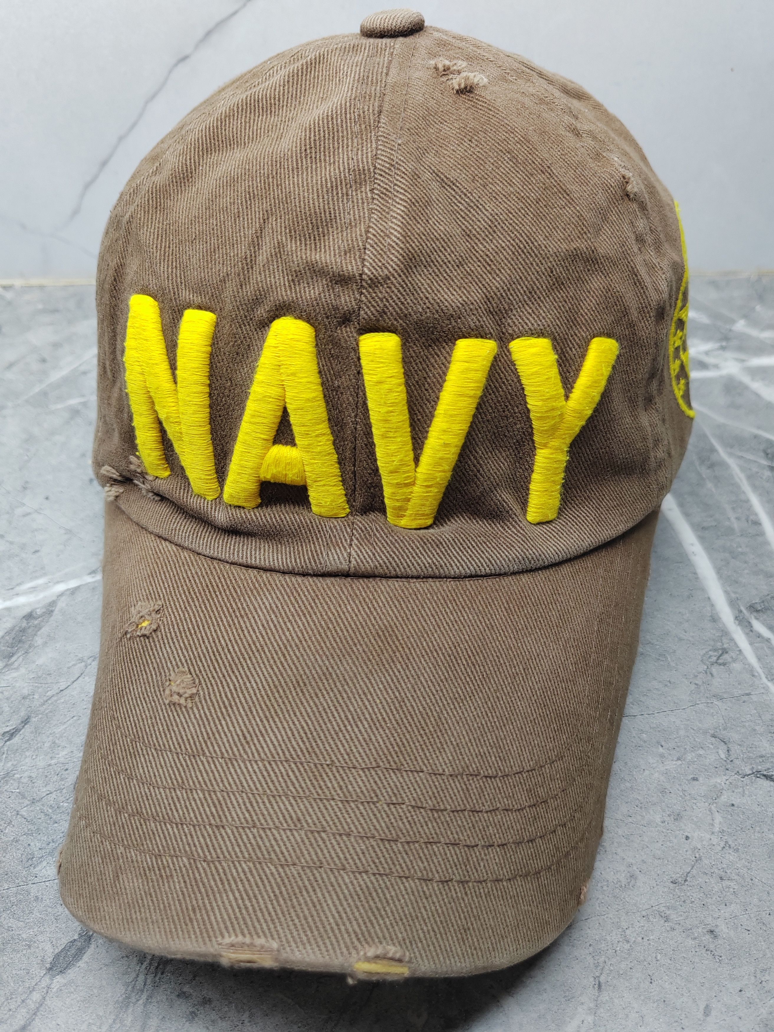 Vintage Vintage NAVY Distressed Style Cap Hat Size ONE SIZE - 1 Thumbnail