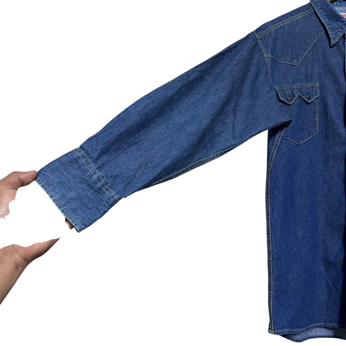 Levi's Vintage 90s Levis Big E Western Denim Shirt Selvedge Size US L / EU 52-54 / 3 - 5 Thumbnail