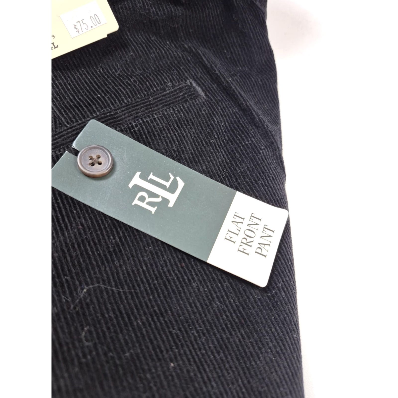Ralph Lauren VINTAGE Lauren Ralph Lauren Corduroy Pants Mens 36x34 Black Flat Front Dress Slacks Size US 36 / EU 52 - 5 Thumbnail