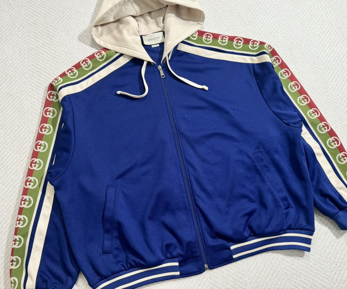 Gucci Gucci Logo Tape Hooded Cotton Blend Bomber Size US L / EU 52-54 / 3 - 8 Thumbnail