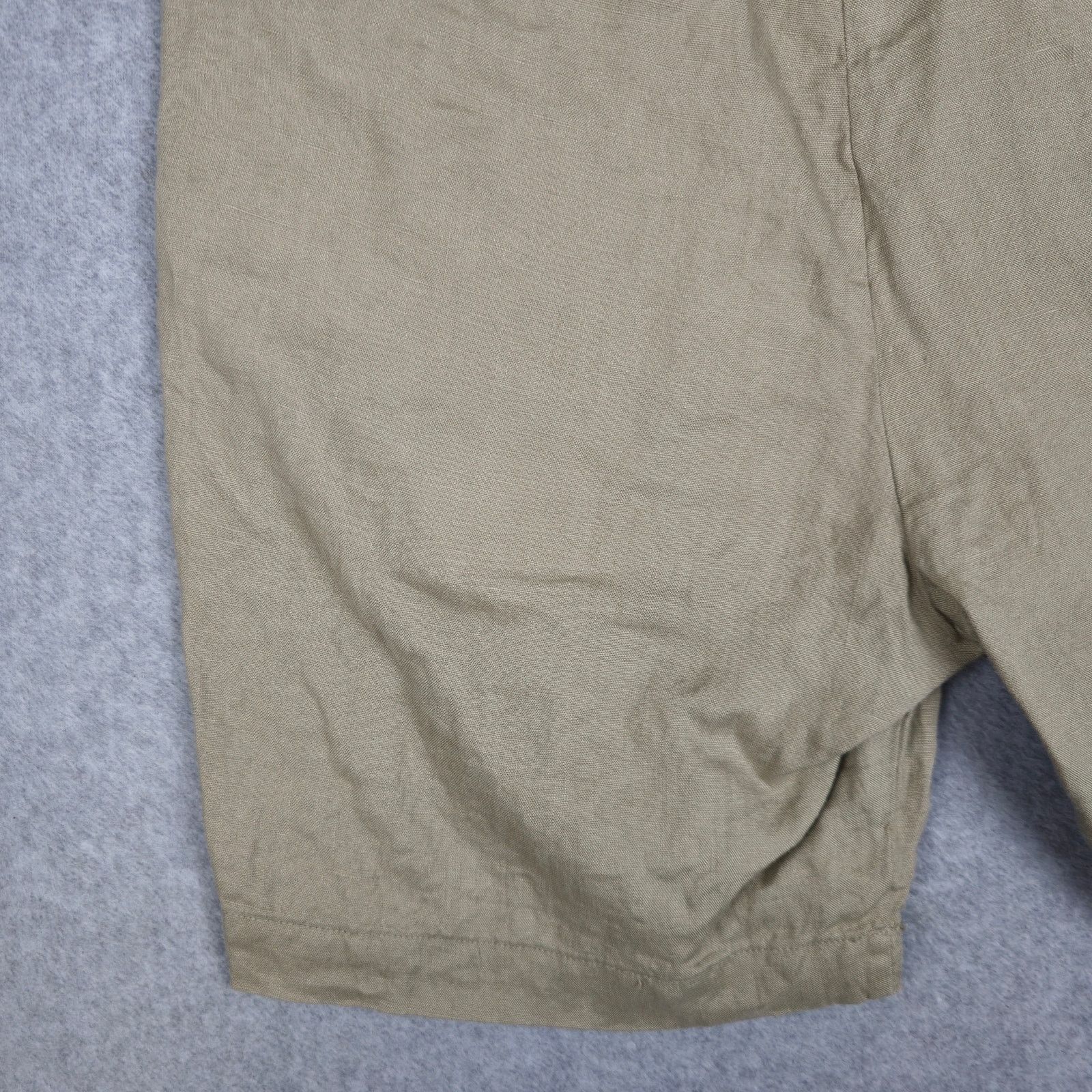 Zara Zara Large Light Beige 100% Linen Flat Front Chino Shorts Size US 32 / EU 48 - 13 Thumbnail