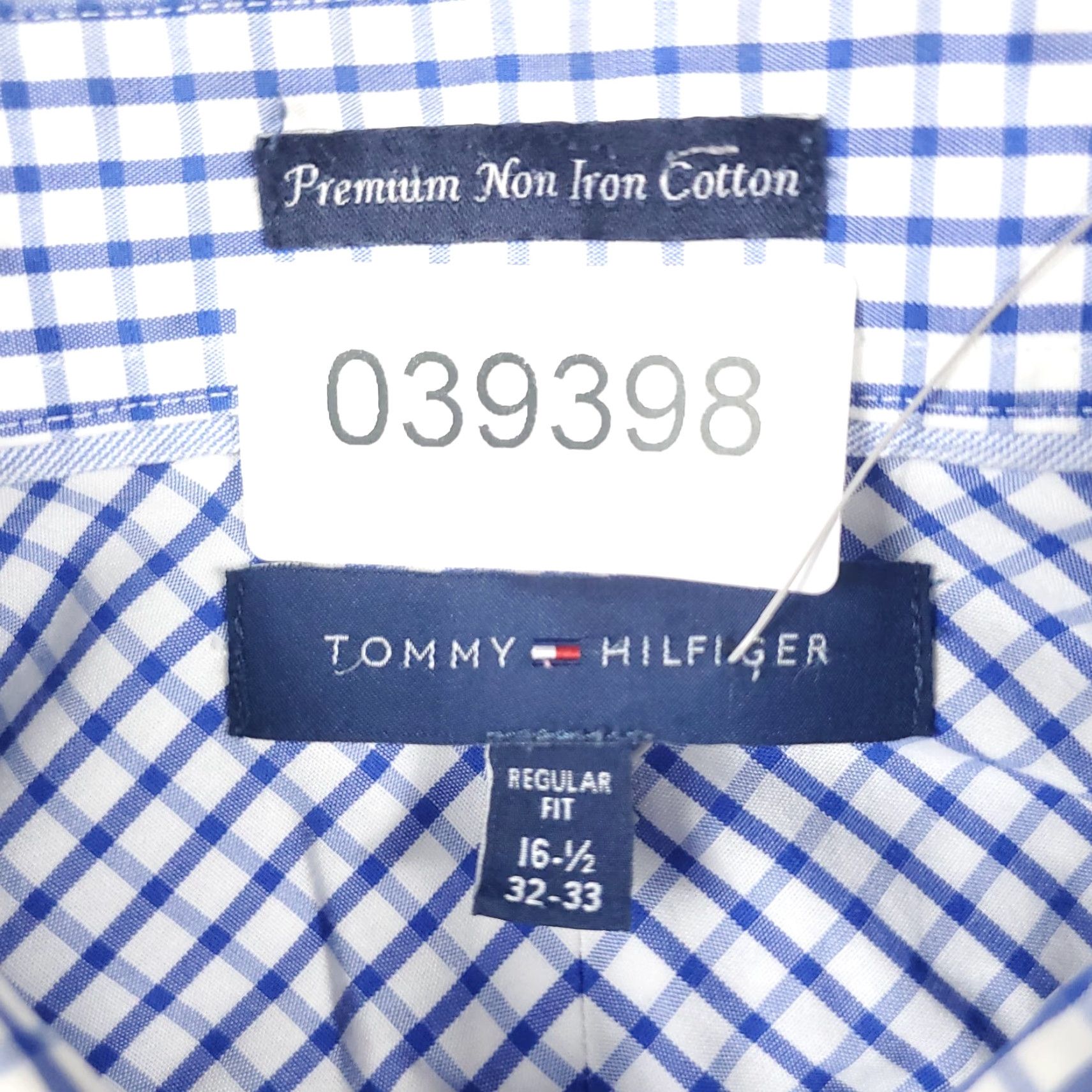 Tommy Hilfiger Tommy Hilfiger Dress Shirt Men’s 16.5 Blue White Check Long Sleeve Button Up Casual Business Size 42R - 7 Thumbnail