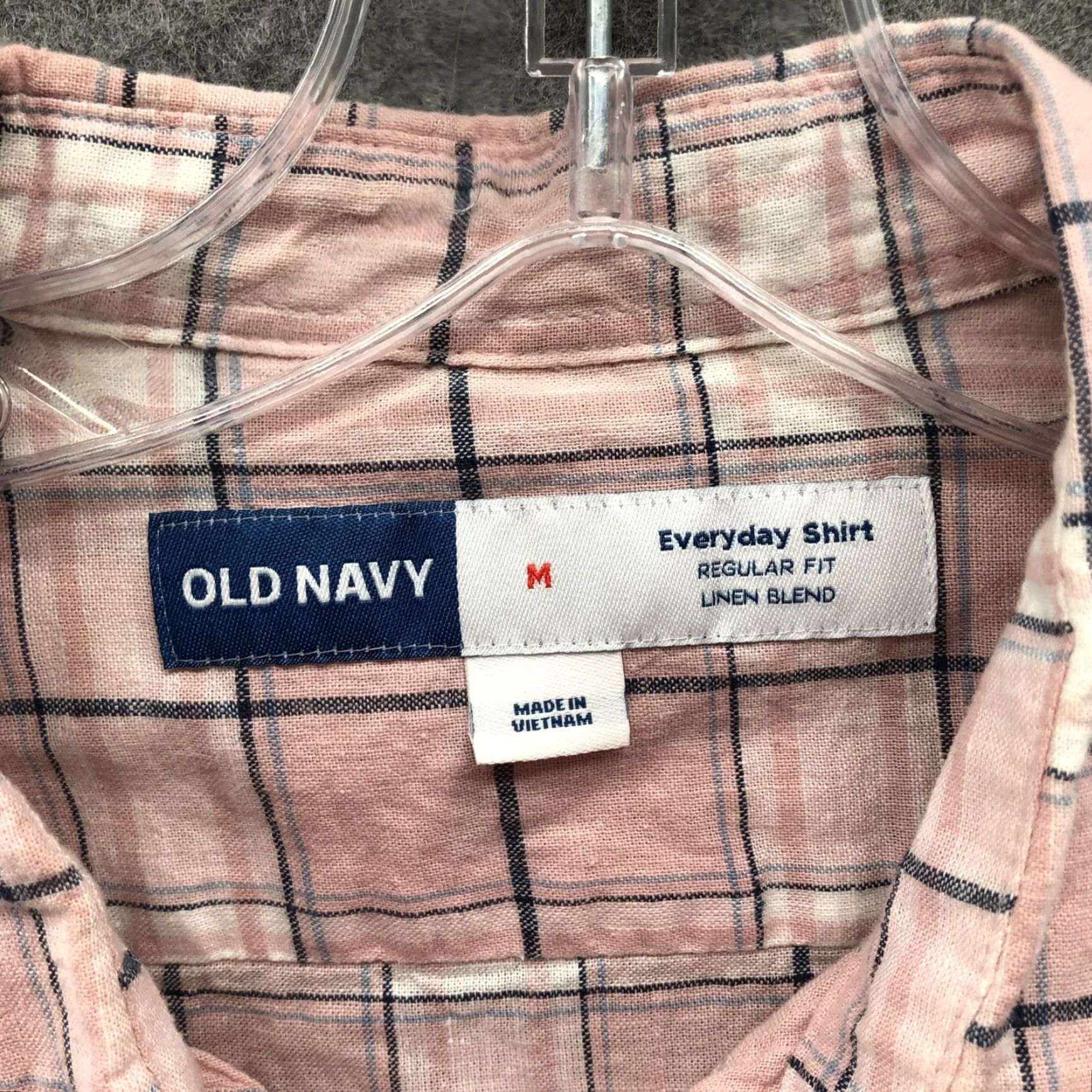 Old Navy Old Navy Shirt Mens M Pink Plaid Linen Blend Short Sleeve Button Up White Size US M / EU 48-50 / 2 - 5 Thumbnail