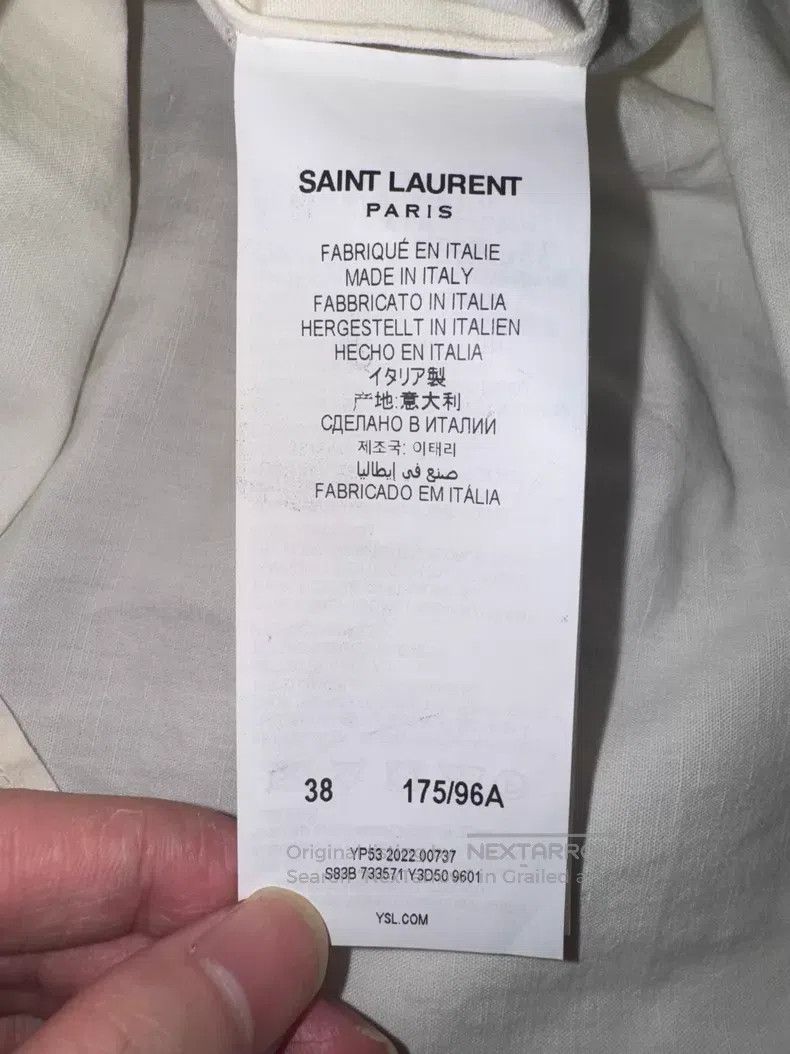 Saint Laurent Paris Saint Laurent Paris Linen Blend Beige Deep V Neck Shirt Size XS / US 0-2 / IT 36-38 - 7 Thumbnail