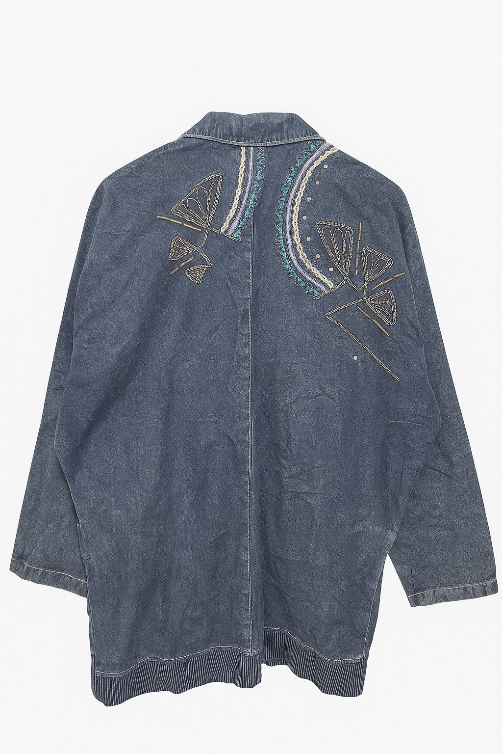 Vintage Rare 80s Oversized Denim Jacket Embroidery Butterfly Design Size US M / EU 48-50 / 2 - 10 Thumbnail