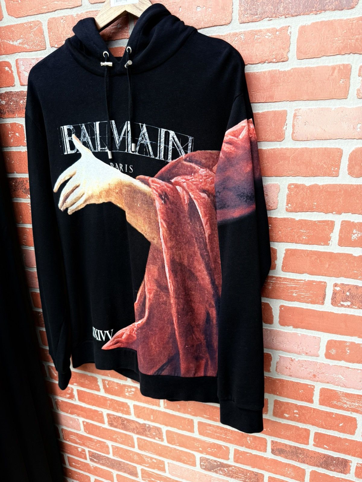 Balmain Balmain statue graphic-print cotton hoodie Black Size Large Size US L / EU 52-54 / 3 - 3 Thumbnail