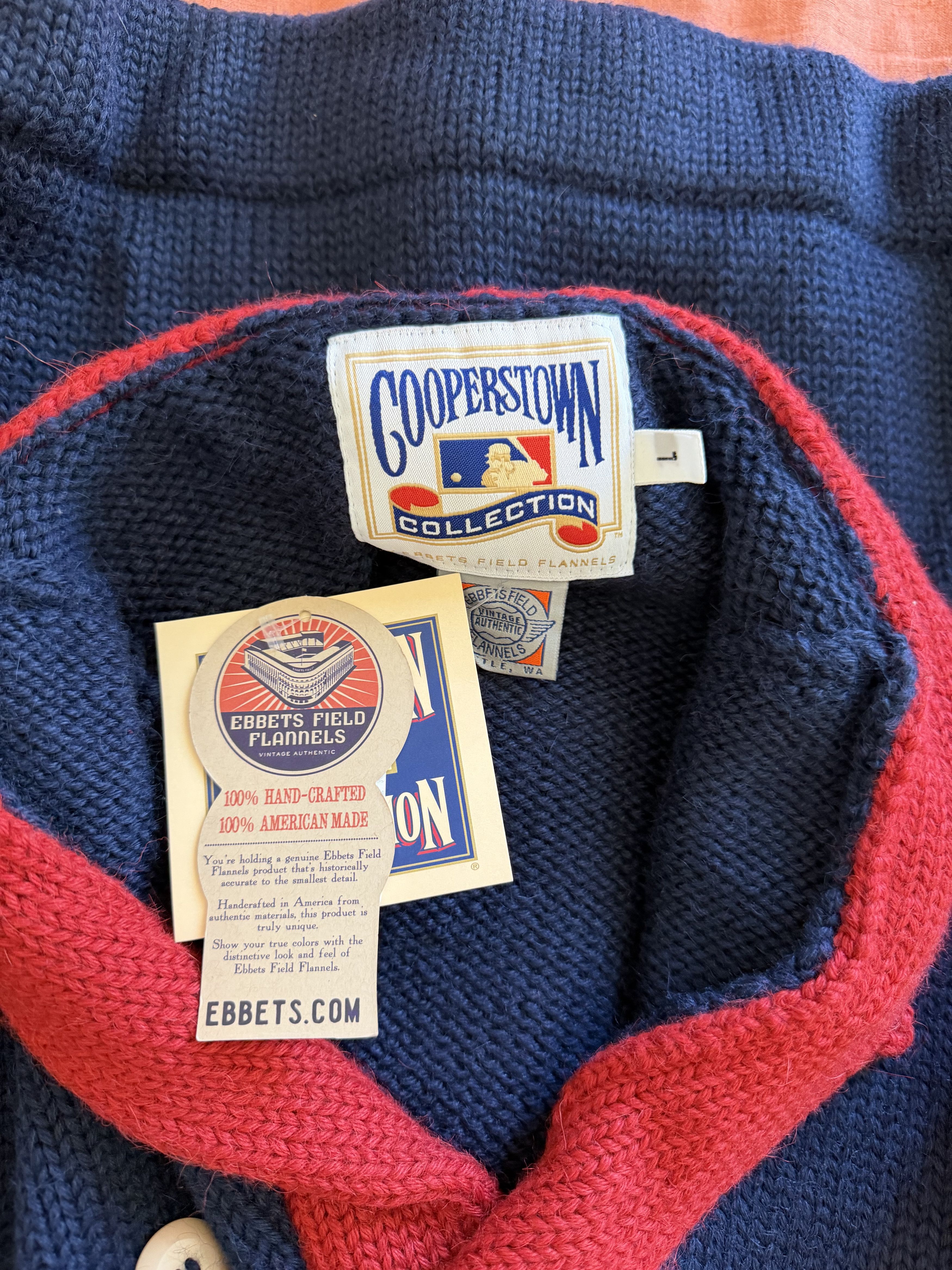 Ebbets Field Flannels Ebbets Field 1912 Washington Senators Shawl Collar Sweater Size US L / EU 52-54 / 3 - 6 Thumbnail