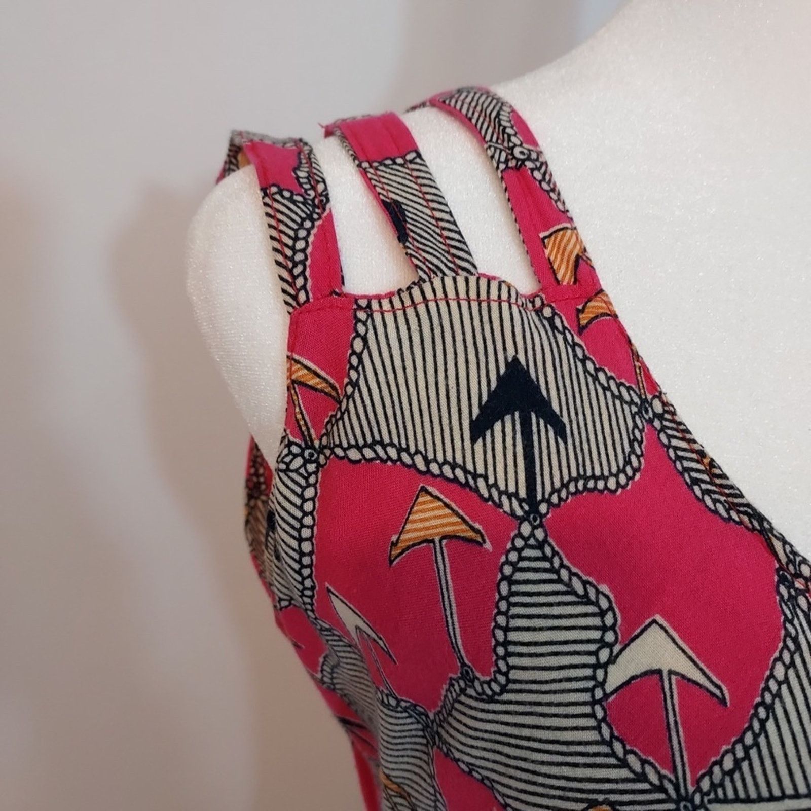 Other Sari Busana Batik Multicolor Asymmetrical Midi Dress Size M / US 6-8 / IT 42-44 - 8 Thumbnail