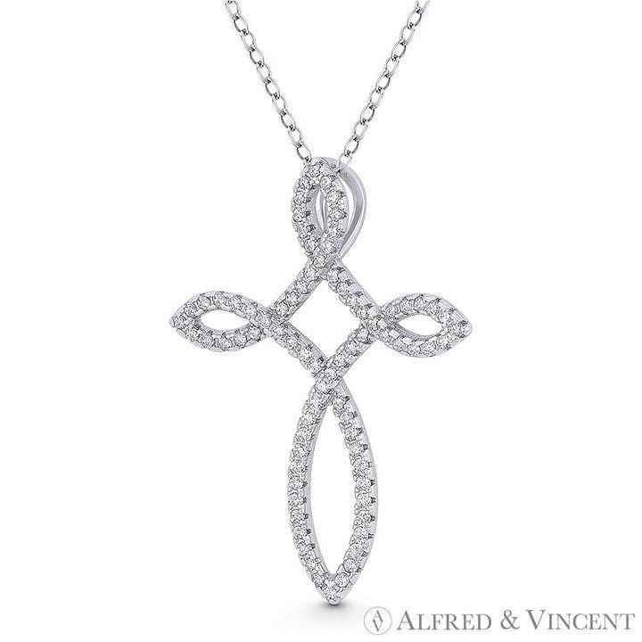 Other Loop Cross CZ Crystal Pave Pendant in .925 Sterling Silver Size ONE SIZE - 1 Preview