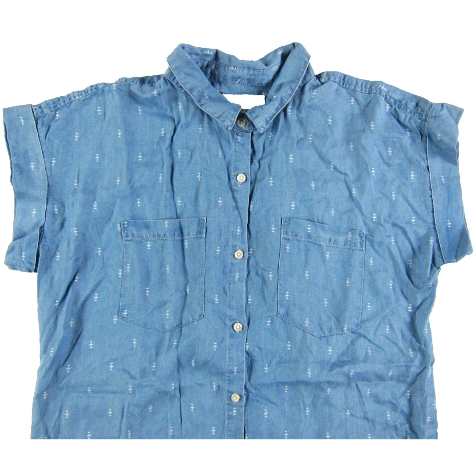 Vintage Thread Supply Tencel Blue Collared Pocket Button Down Shirt Dress Large Shirt Dress Womens Blue Tencel Pockets Front Pocket Dress/ Shirt Dress Size L / US 10 / IT 46 - 4 Thumbnail