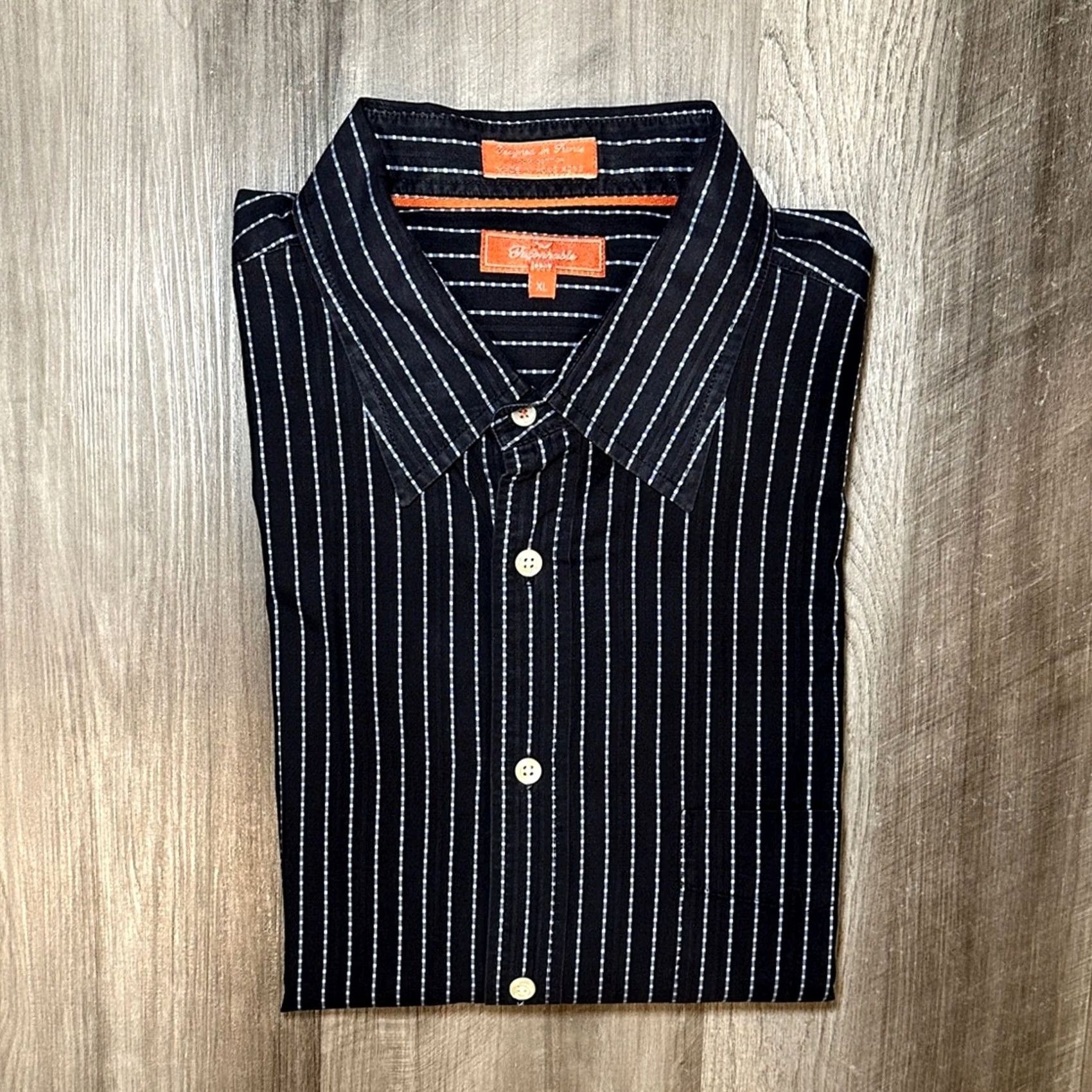 Faconnable Faconnable Jeans Striped Long Sleeve Button Down XL Mens Shirt Size US XL / EU 56 / 4 - 2 Thumbnail