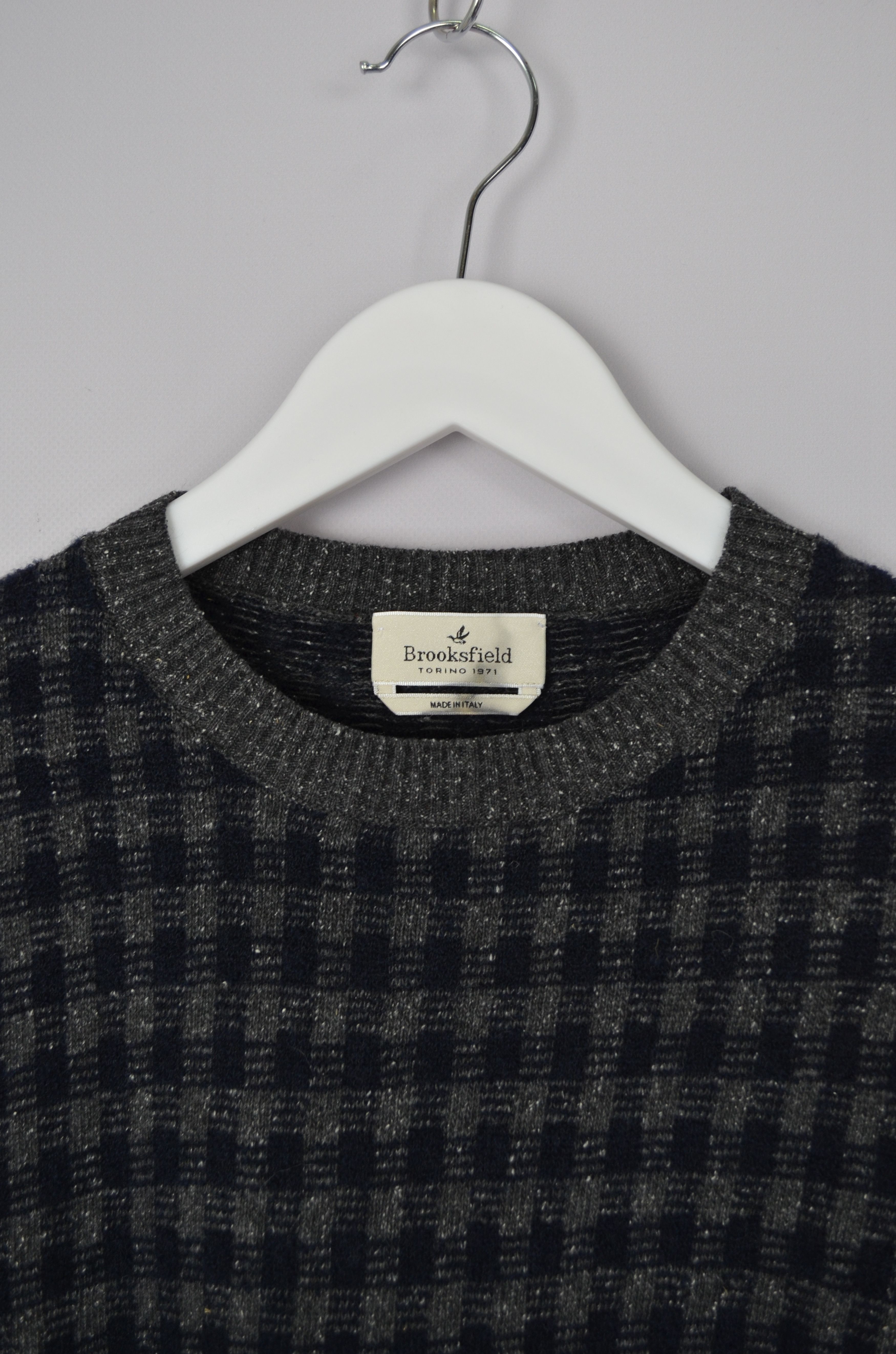 Brooksfield × Designer Brooksfield Torino Check Wool Blend Knit Sweater Size 48/S Size US S / EU 44-46 / 1 - 4 Thumbnail