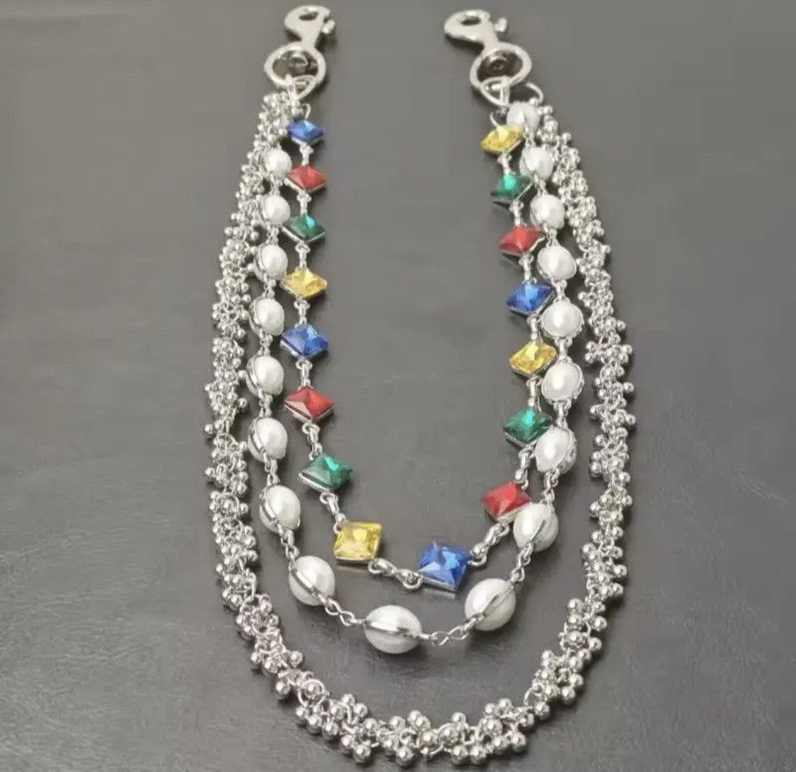 Jewelry Rhinestone Three Layers Pearl Pants Chain Waist Chain Size ONE SIZE - 6 Thumbnail