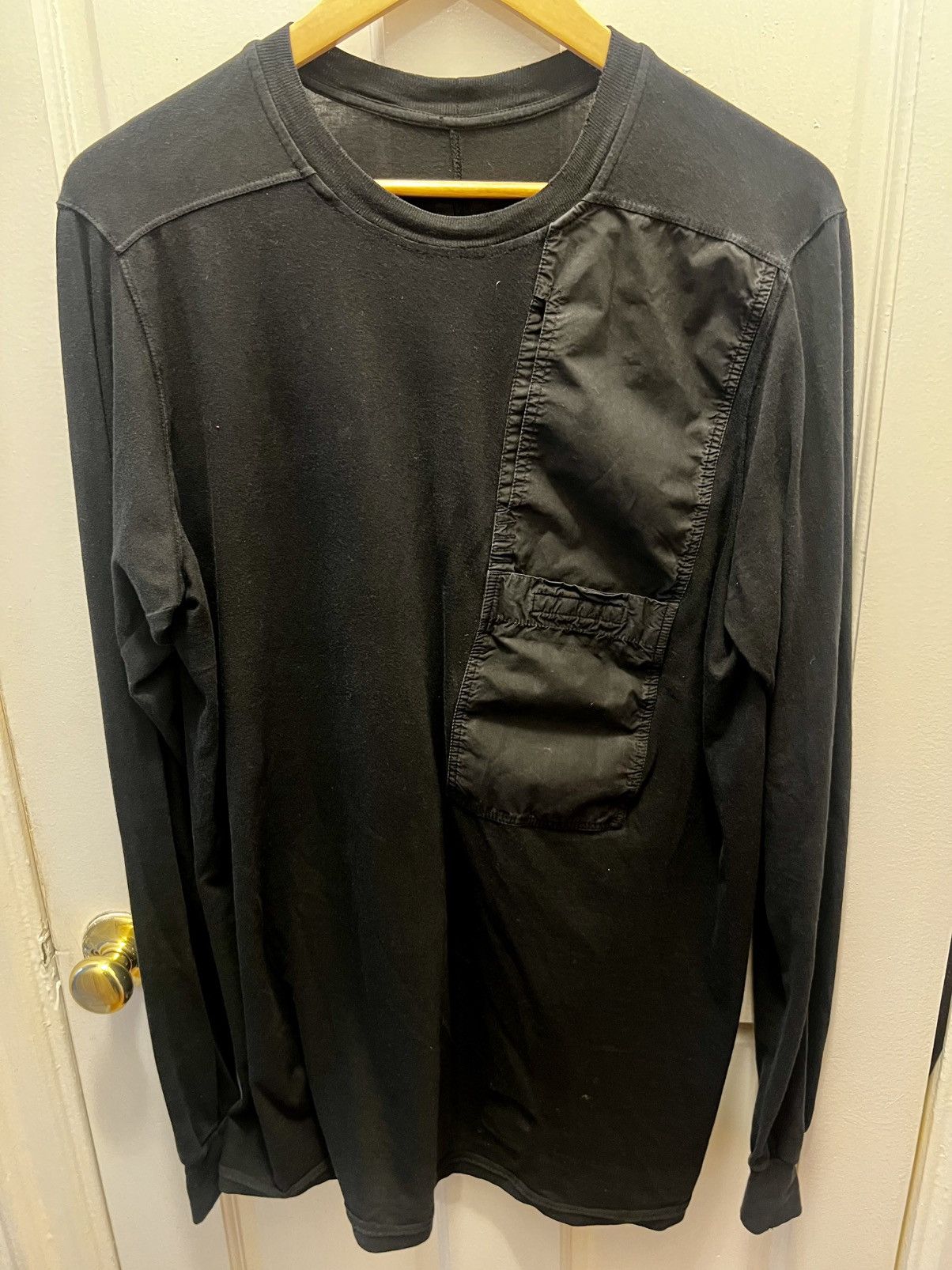 Pre-owned Rick Owens S/s16 Nylon Pocket Long Sleeve T-shirt In Black