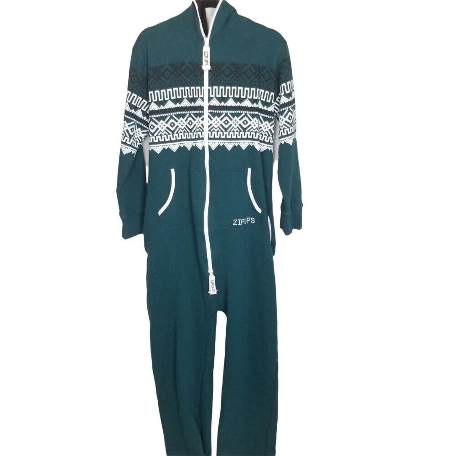 Vintage ZipUps Men One Piece Sweater Hooded Suit XL Nordic Fair Isle Size US XL / EU 56 / 4 - 1 Thumbnail