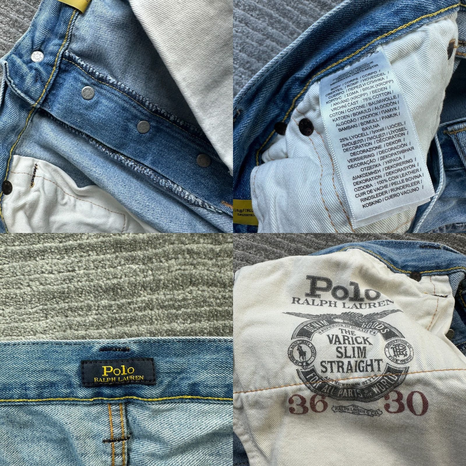 Polo Ralph Lauren Polo Ralph Lauren Jeans Mens 36x30 Blue Denim Varick Patchwork Button Fly Slim Straight Size US M / EU 48-50 / 2 - 8 Thumbnail