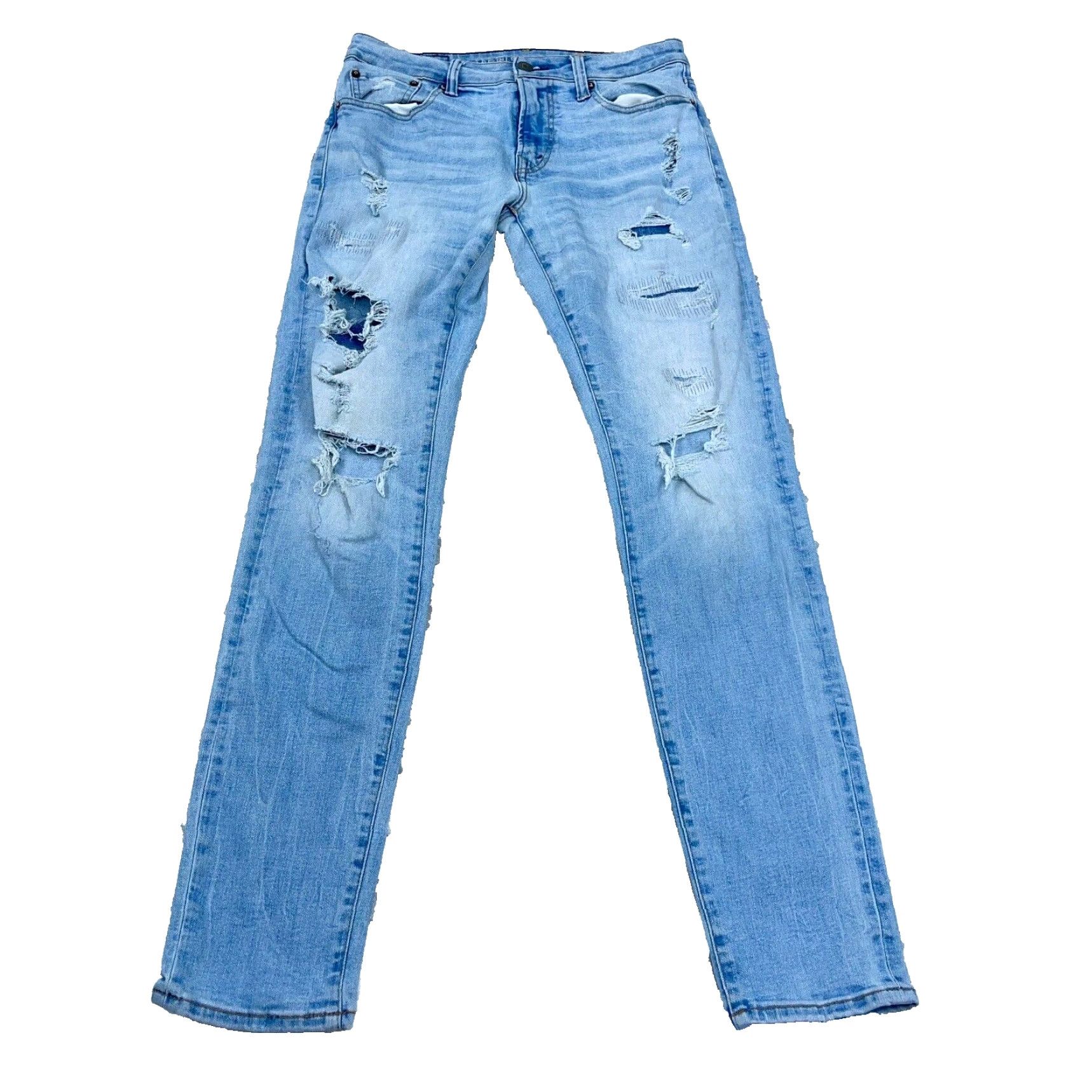American Eagle Outfitters American Eagle Jeans Men 30x34 Athletic Skinny Fit Light Wash Blue 5-Pocket Denim Size US 30 / EU 46 - 2 Thumbnail