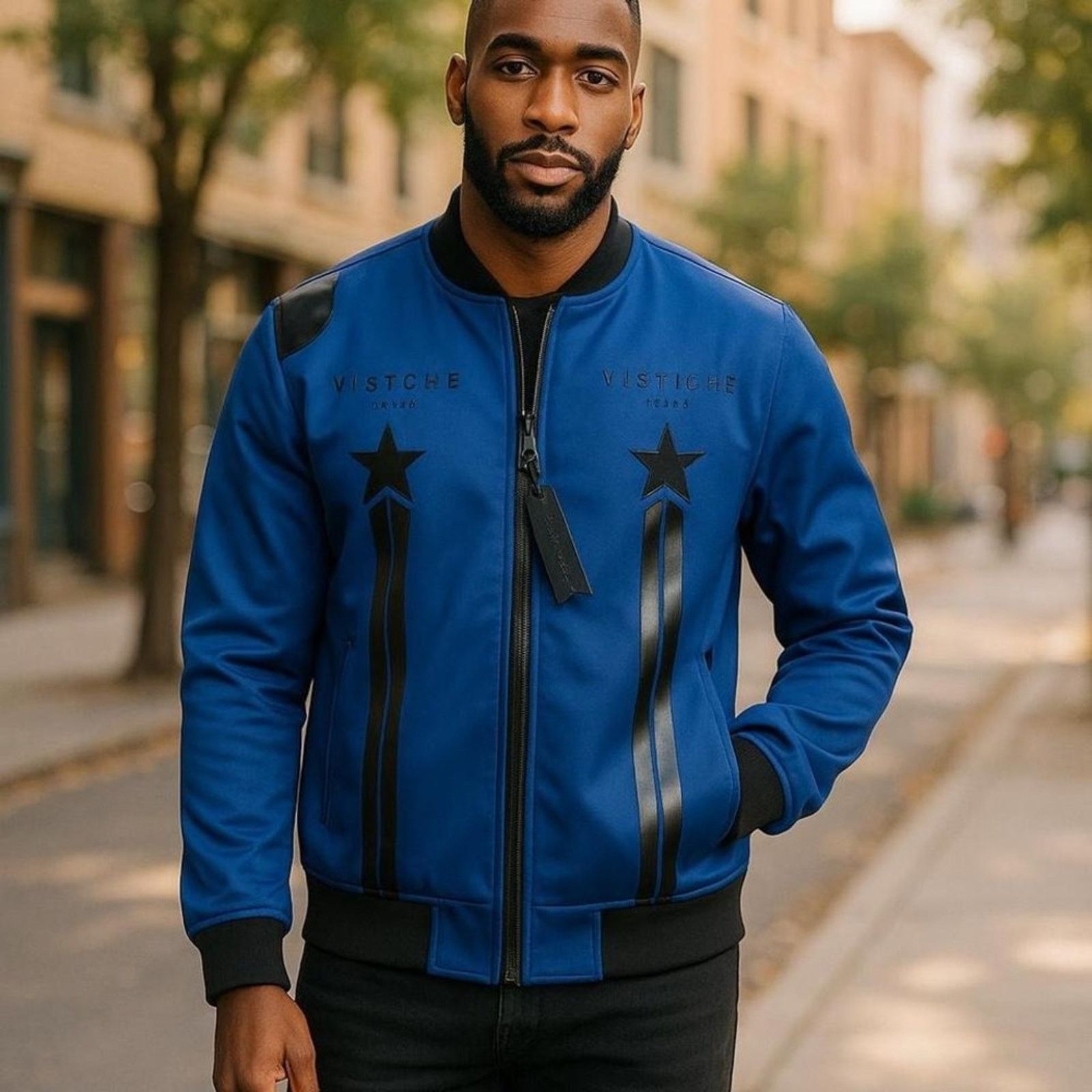 Vie+Riche Paris Royal‎ Blue Bomber Jacket XXL Streetwear