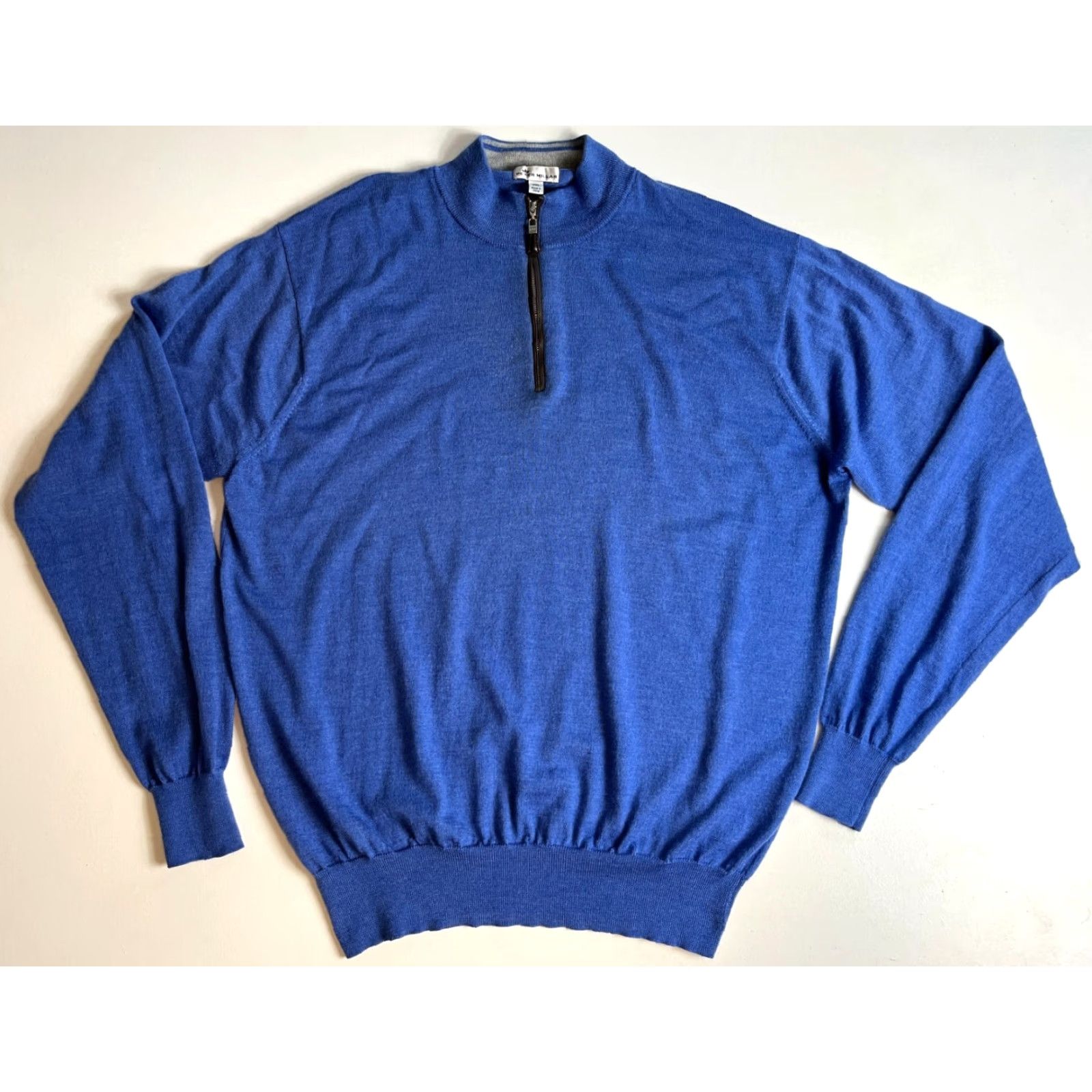 Peter Millar Peter Millar Nappa Trimmed 1/4 Zip Sweater Mens Merino Wool Silk Blue 2XL Regular Pullover Mock Neck Vintage/Preppy Style Size US XXL / EU 58 / 5 - 3 Thumbnail