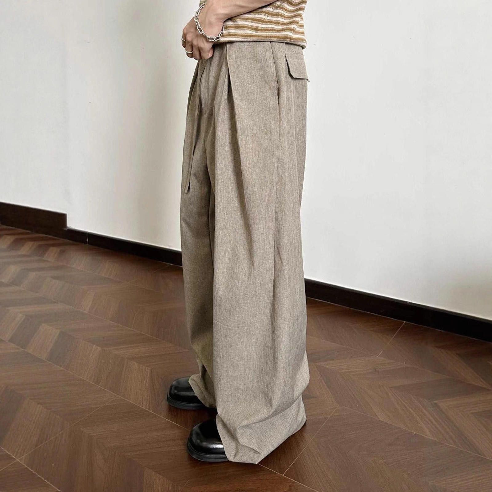 Vintage Beige Wide Leg Casual Pants with Belt, Relaxed Fit Size US 32 / EU 48 - 5 Thumbnail