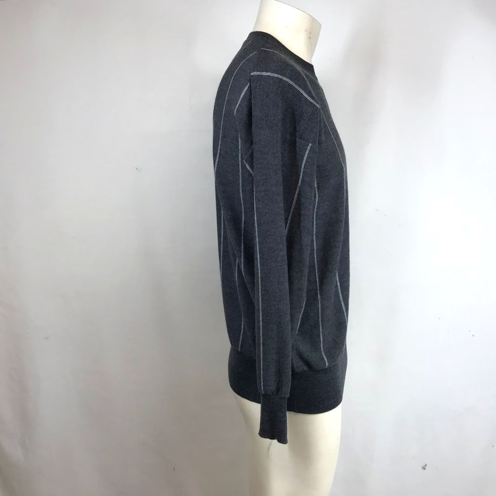M.M.LaFleur M.M.LaFleur Charcoal Grey 100% Merino Wool Pinstripe Crewneck Sweater Mens M Size US M / EU 48-50 / 2 - 4 Thumbnail