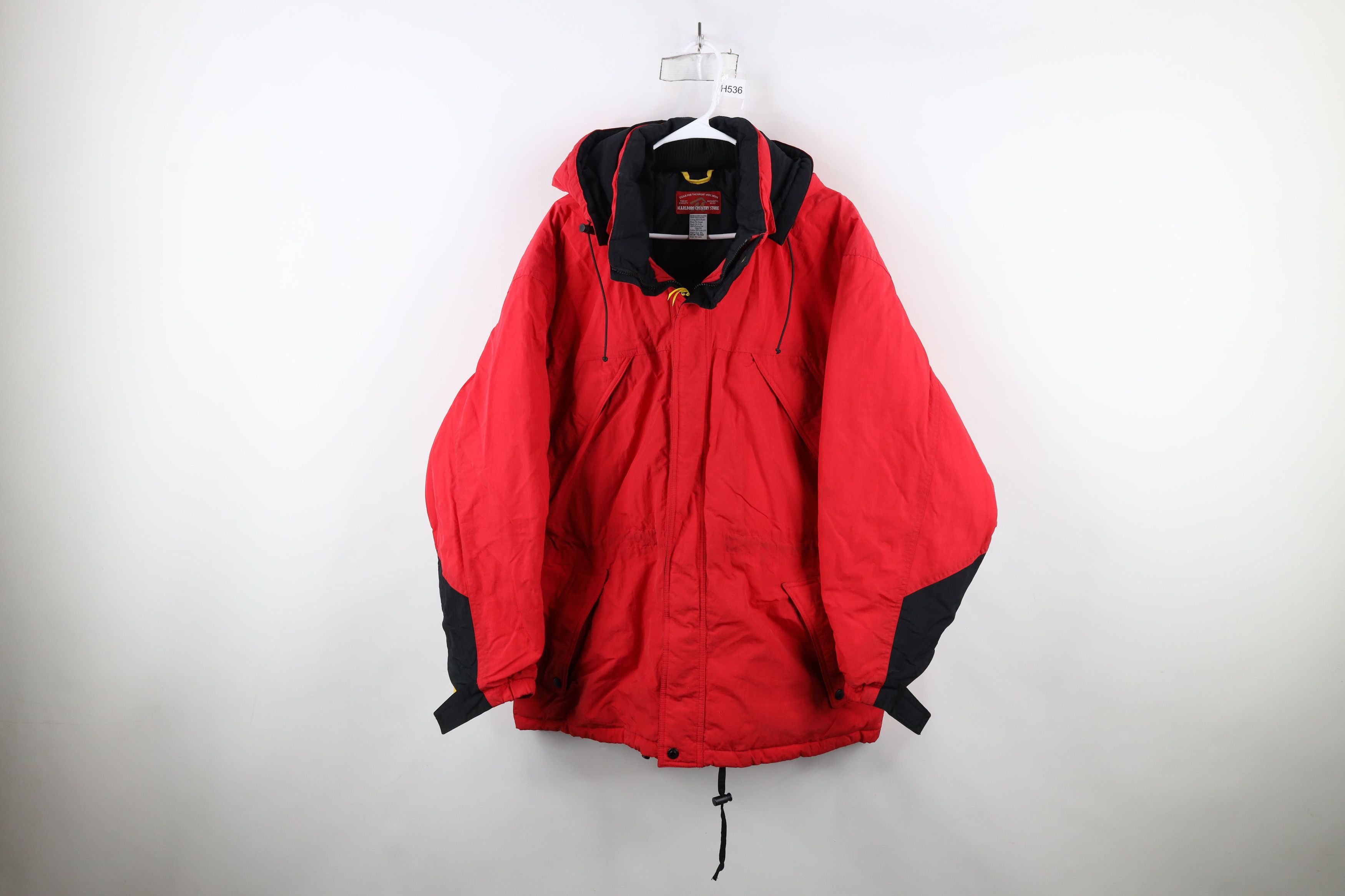 Marlboro × Vintage Vintage 90s Marlboro Duck Down Fill Hooded Puffer Jacket Red Size US XL / EU 56 / 4 - 1 Thumbnail