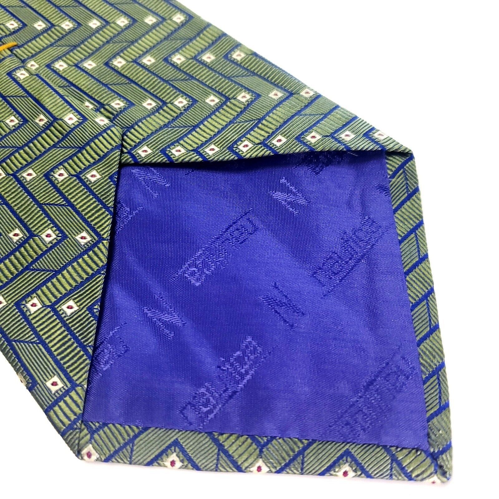 Nautica Nautica Green Silk Tie Woven Geometric Wide Size ONE SIZE - 4 Thumbnail