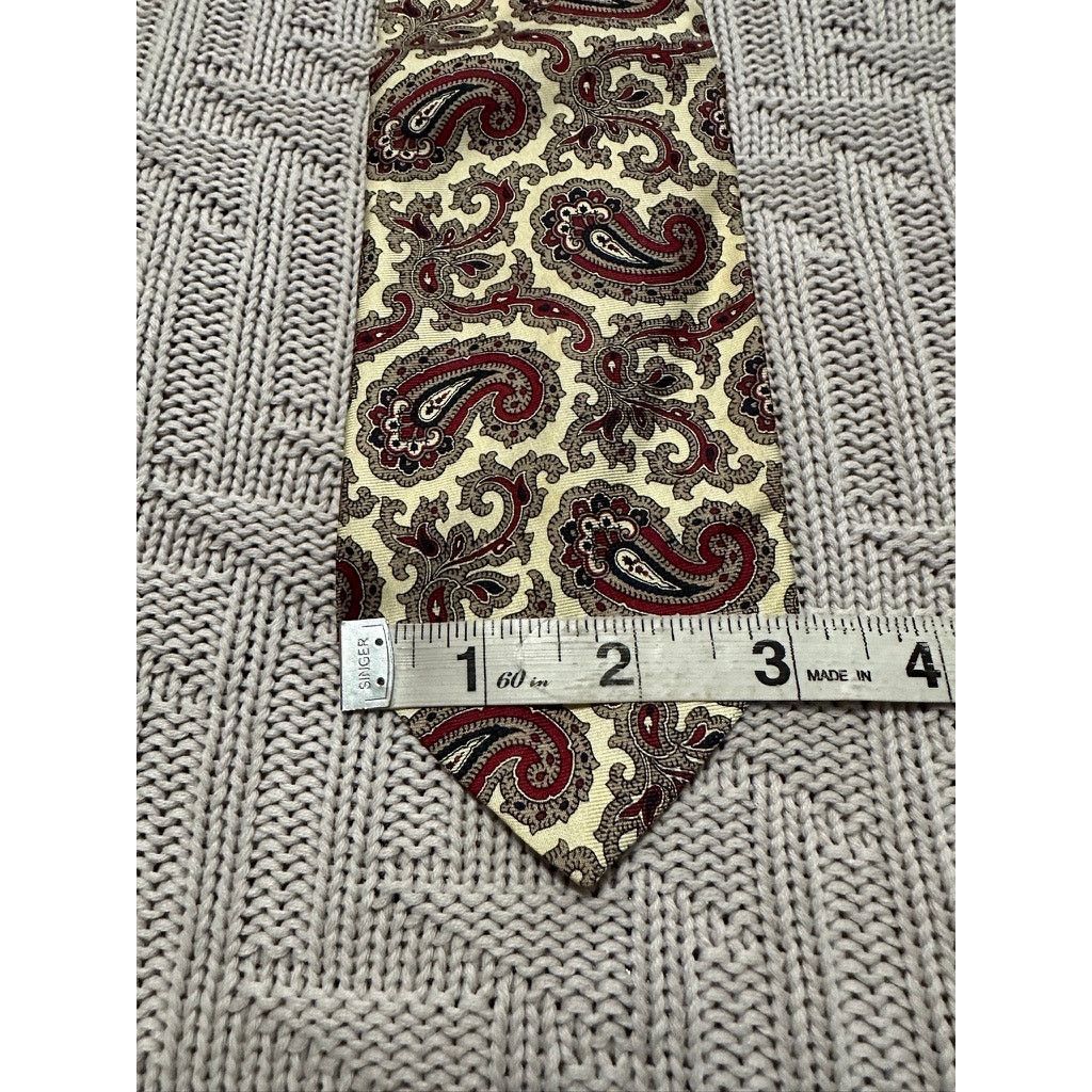 Vintage Vintage Scully & Scully cream and red paisley silk tie Size ONE SIZE - 5 Thumbnail