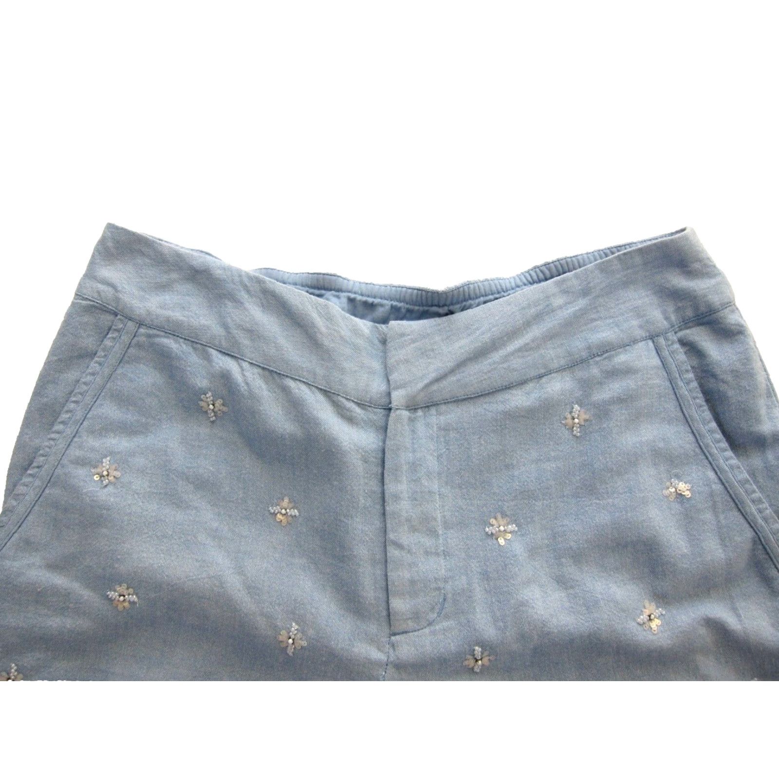Soft Surroundings Soft Surroundings Beaded Pocket Chino Short Women PXS Blue 100% Cotton Front Flat Beaded Pockets 31" Waist 40" Hip 8" Rise Petites Womens Size 26" / US 2 / IT 38 - 3 Thumbnail