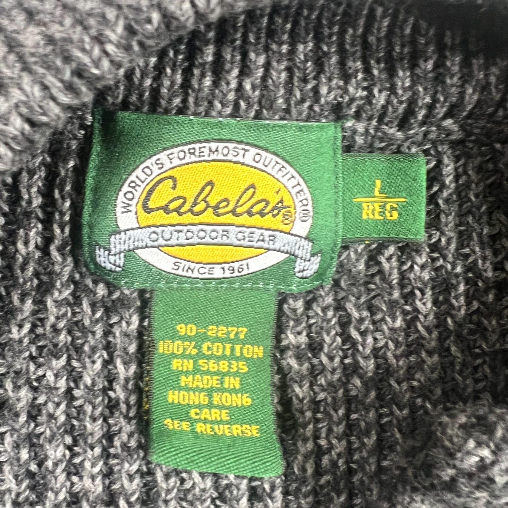 Vintage Vintage Cabela's Men's Sweater Henley Long Sleeve Heavyweight Cotton Fall Winter Gray L Size US L / EU 52-54 / 3 - 3 Thumbnail