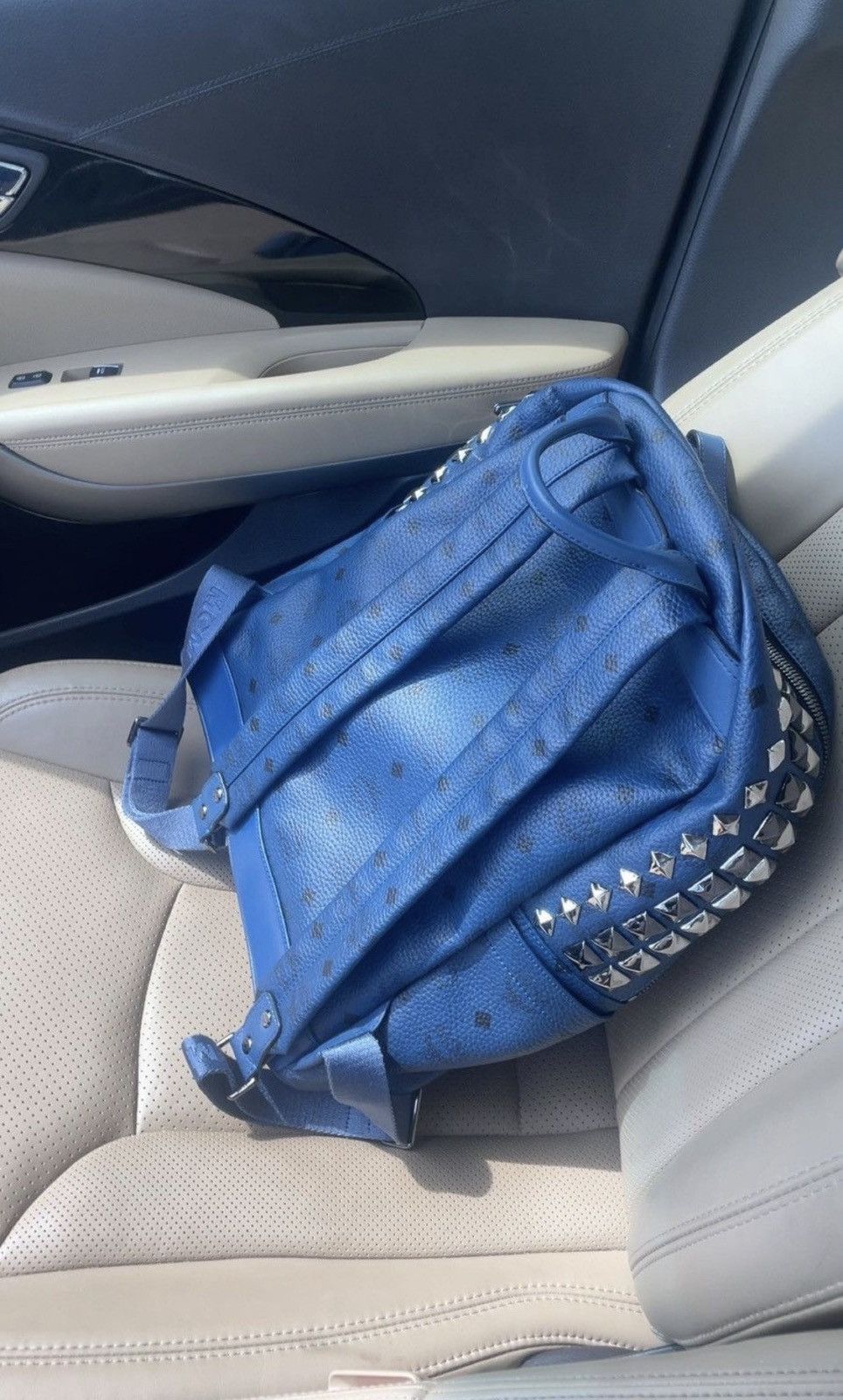 MCM Blue mcm studded full size backpack Size ONE SIZE - 7 Thumbnail