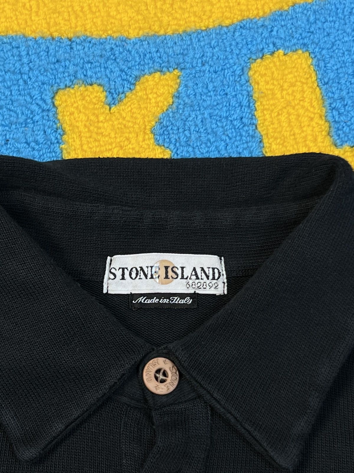 Stone Island Vintage Stone Island Big Logo Polo Neck Sweatshirt Black Size US XL / EU 56 / 4 - 9 Thumbnail