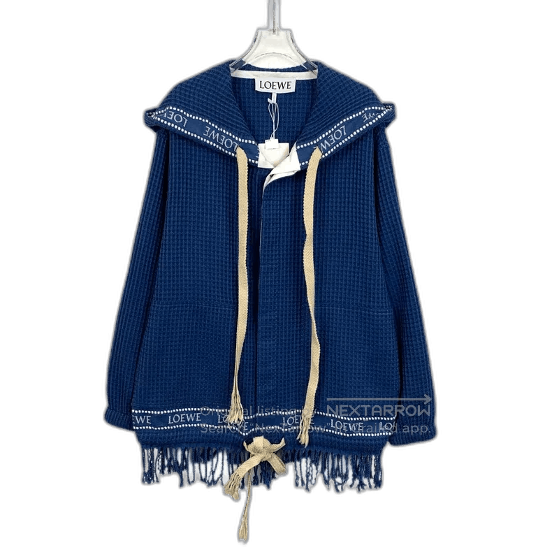 Loewe Loewe blue lettered embroidery hooded drawstring fringe nee Size US M / EU 48-50 / 2 - 1 Thumbnail