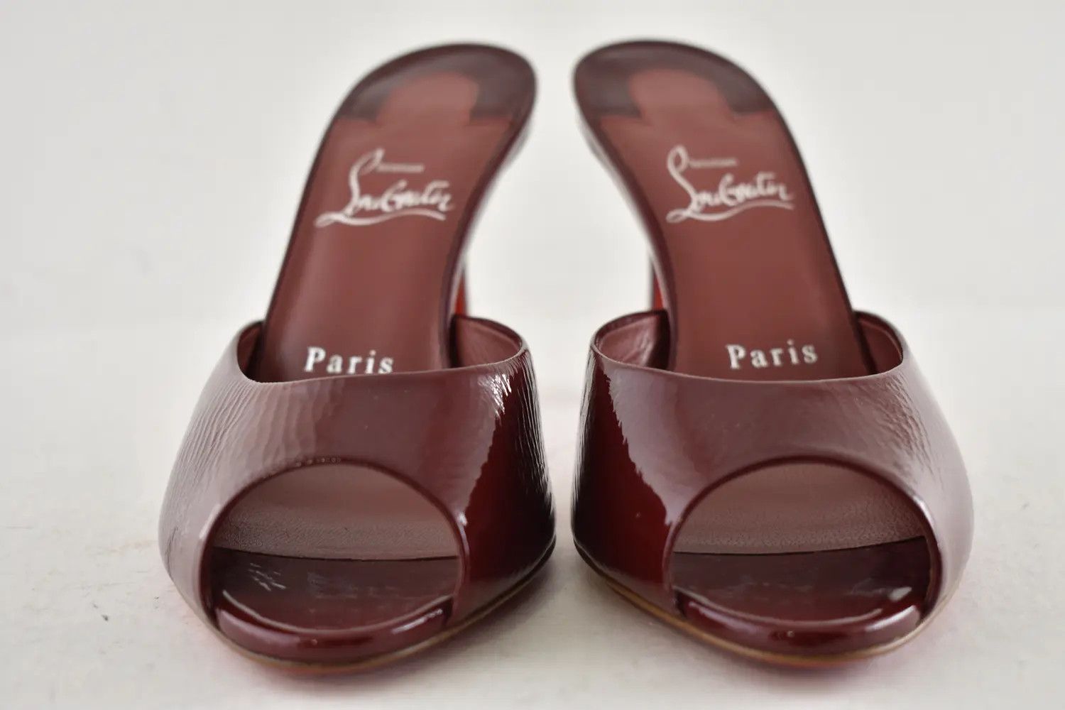 Christian Louboutin Me Dolly 85 Brownie Red Backless Sandal Mule Heel Pump 37.5 Size US 7.5 / IT 37.5 - 7 Thumbnail
