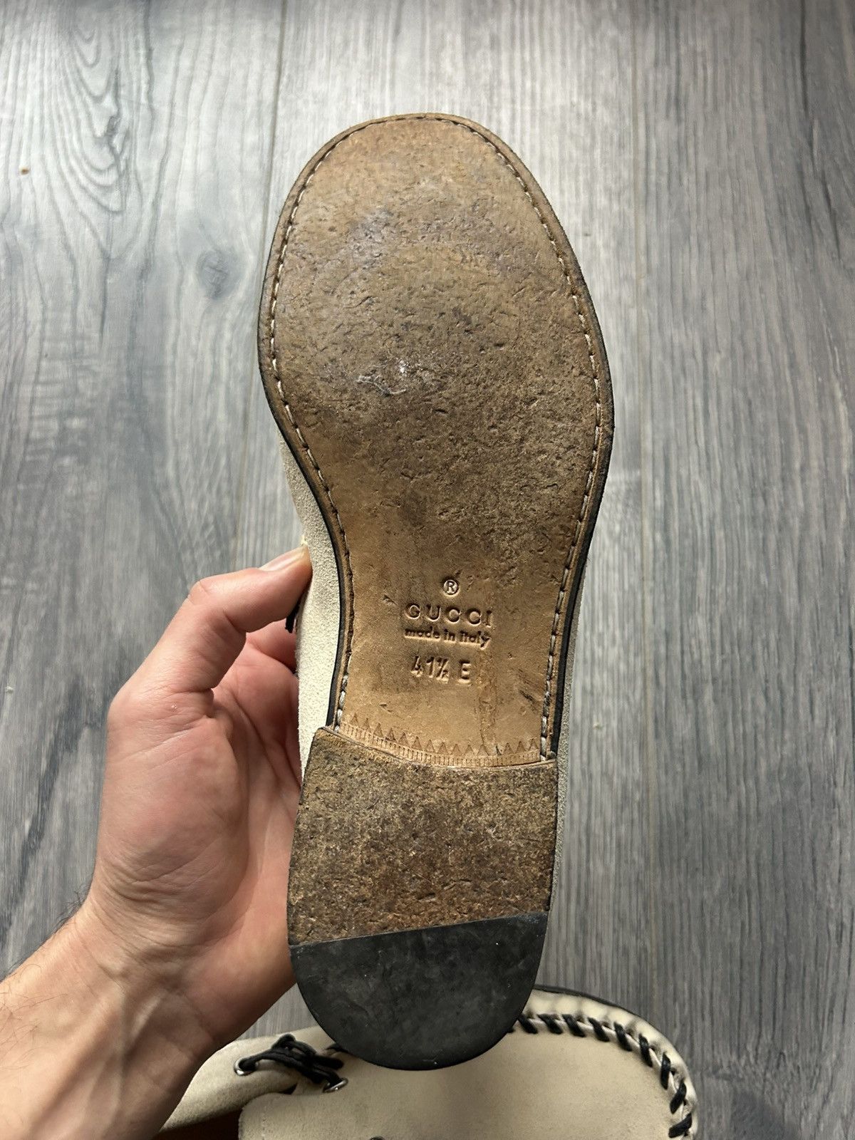 Gucci Beige Suede Moccasins w/ Contrast Whipstitch and Beads Size US 7.5 / EU 40-41 - 8 Thumbnail
