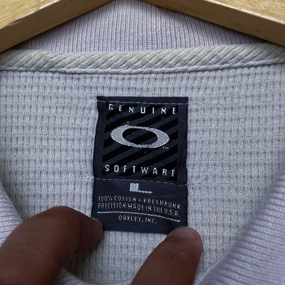 Oakley Vintage 90's Oakley Waffle Center Logo Polo Shirt Size US L / EU 52-54 / 3 - 4 Thumbnail